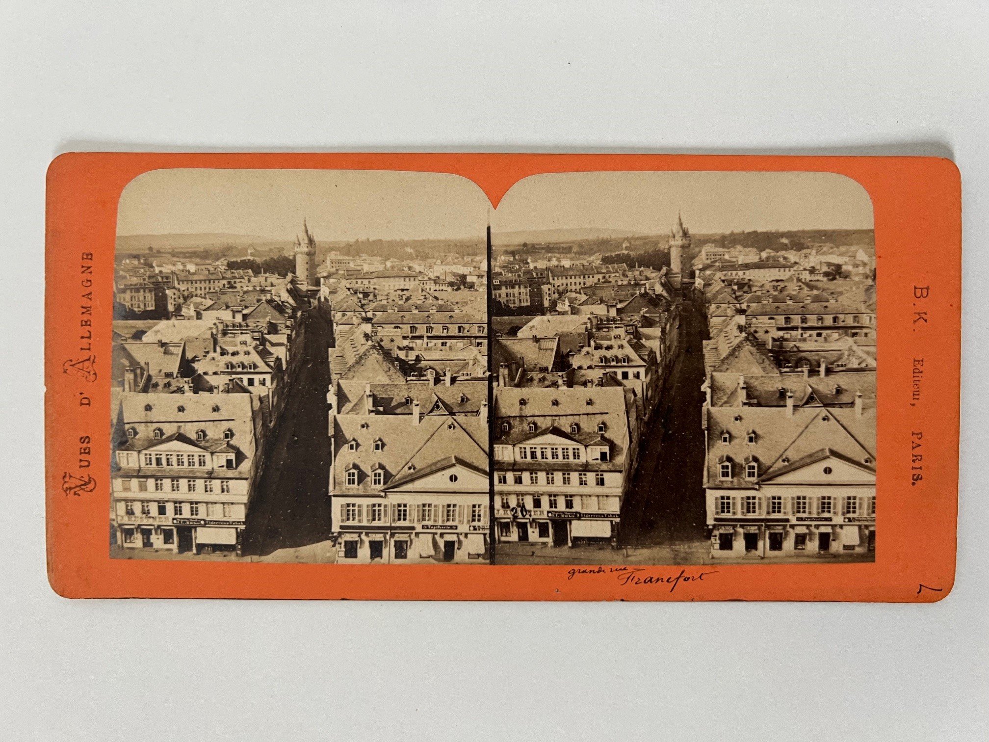 Stereobild, Unbekannter Fotograf (B. K.), Frankfurt, Große Eschenheimer Strasse, ca. 1872. (Taunus-Rhein-Main - Regionalgeschichtliche Sammlung Dr. Stefan Naas CC BY-NC-SA)