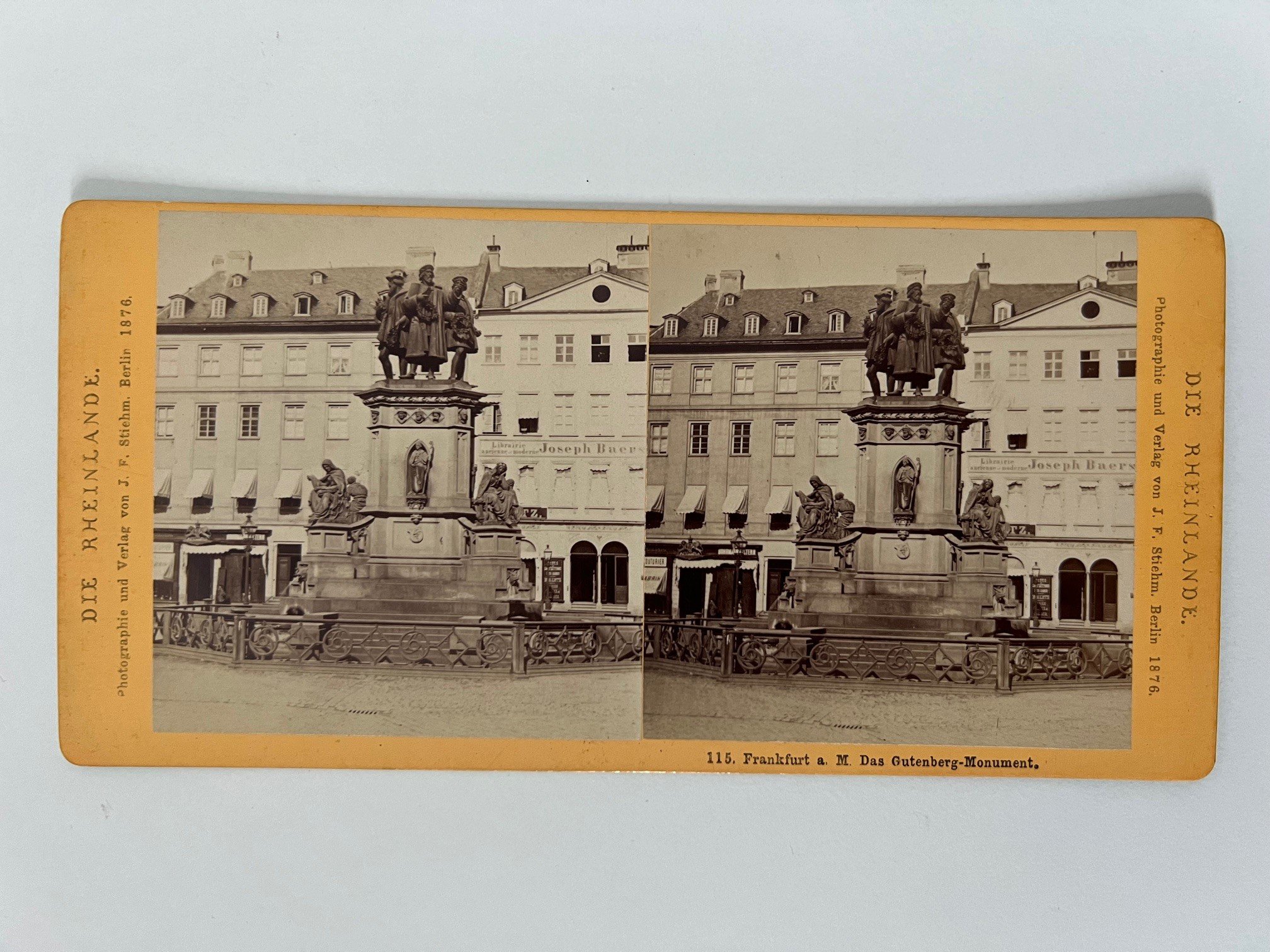 Stereobild, Johann Friedrich Stiehm, Frankfurt, Nr. 115, Das Gutenberg-Monument, 1876. (Taunus-Rhein-Main - Regionalgeschichtliche Sammlung Dr. Stefan Naas CC BY-NC-SA)