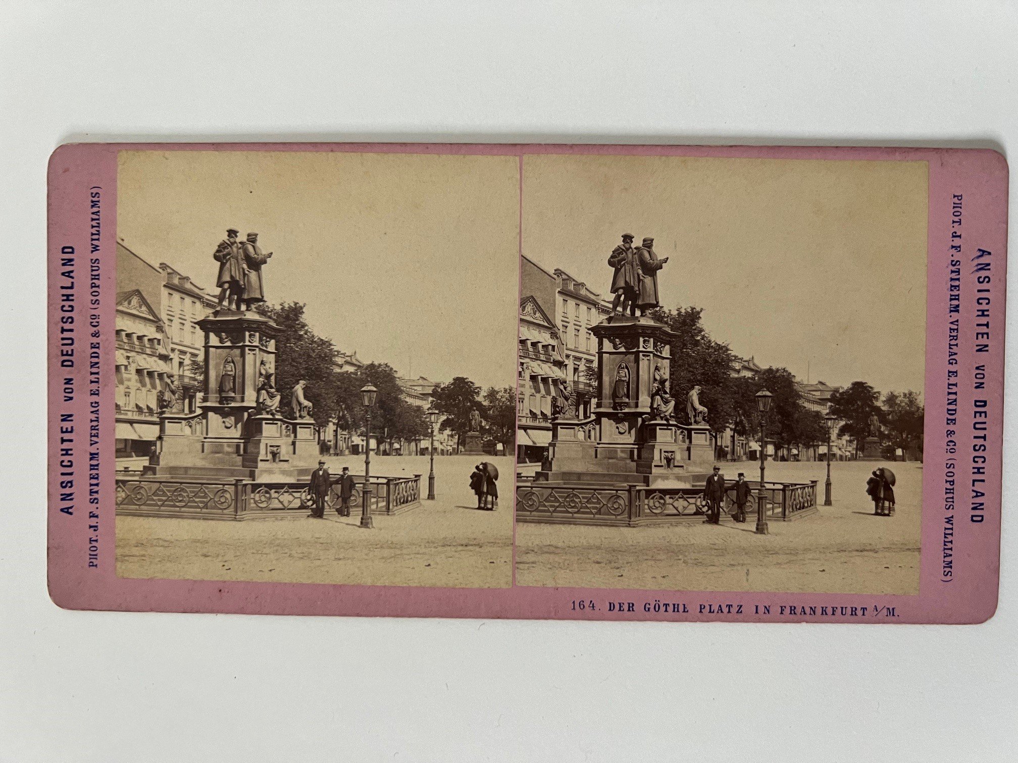 Stereobild, Johann Friedrich Stiehm, Frankfurt, Nr. 164, Der Göthe-Platz, ca. 1880. (Taunus-Rhein-Main - Regionalgeschichtliche Sammlung Dr. Stefan Naas CC BY-NC-SA)