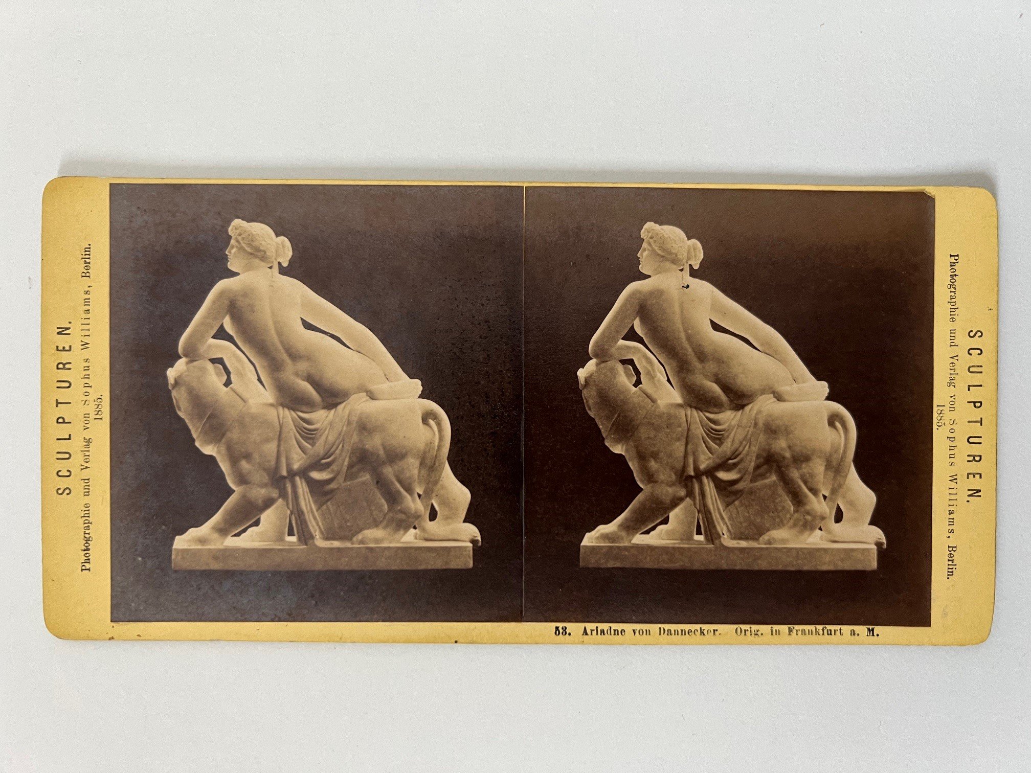 Stereobild, Sophus Williams, Frankfurt, Nr. 53, Ariadne von Dannecker, 1885. (Taunus-Rhein-Main - Regionalgeschichtliche Sammlung Dr. Stefan Naas CC BY-NC-SA)