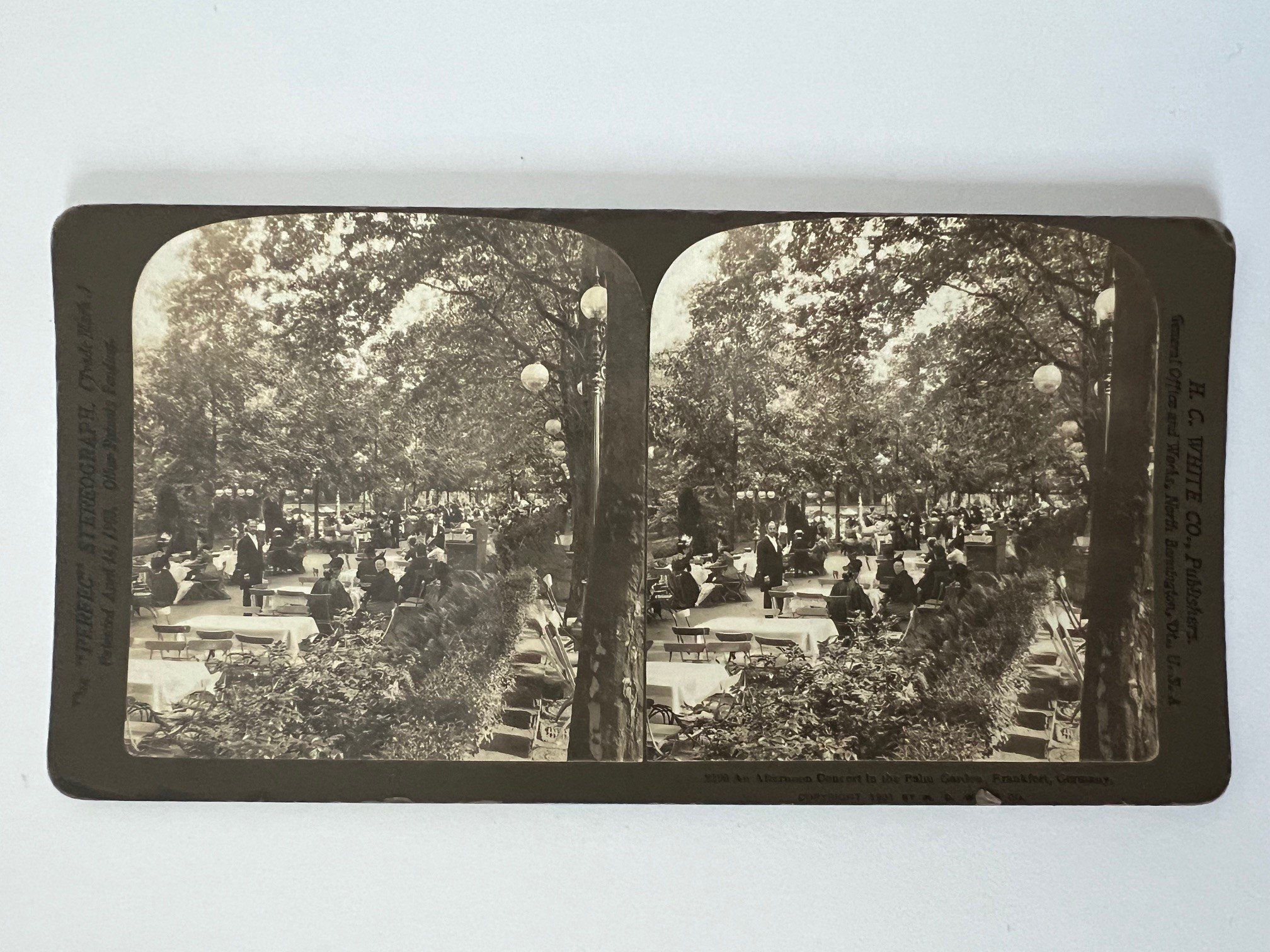 Stereobild, H. C. White & Co, Frankfurt, Nr. 2190, An Afternoon Concert in the Palm Garten, ca. 1910. (Taunus-Rhein-Main - Regionalgeschichtliche Sammlung Dr. Stefan Naas CC BY-NC-SA)