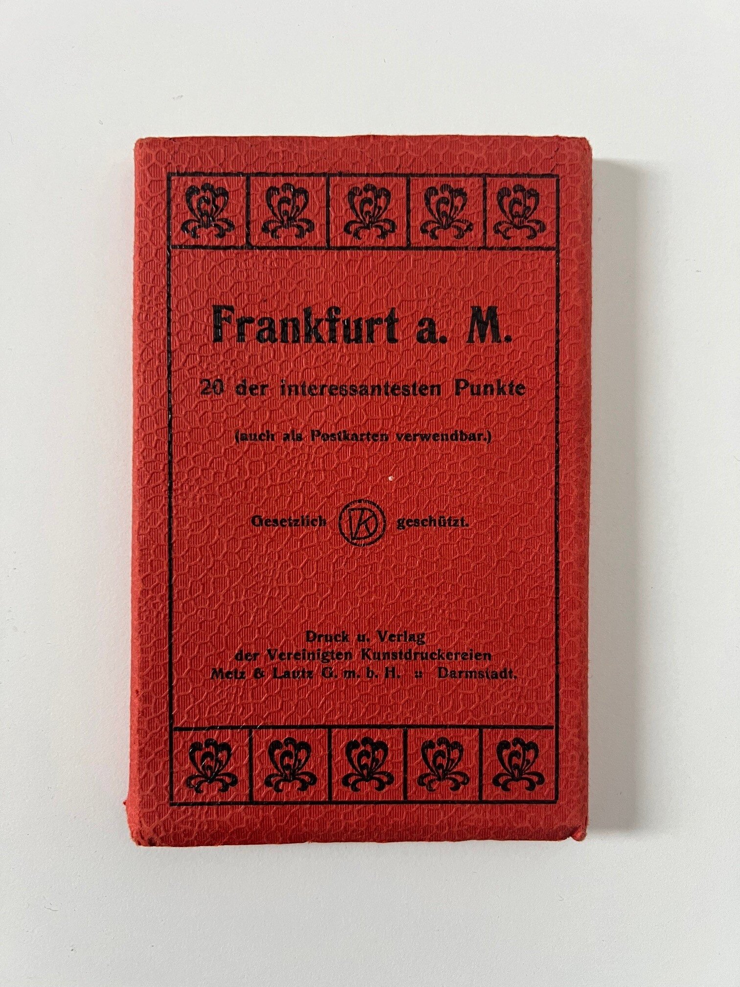 Metz & Lautz, Frankfurt a. M., 20 der interessantesten Punkte auch als Postkarten verwendbar, Leporello mit 20 Ansichtskarten, ca. 1920. (Taunus-Rhein-Main - Regionalgeschichtliche Sammlung Dr. Stefan Naas CC BY-NC-SA)