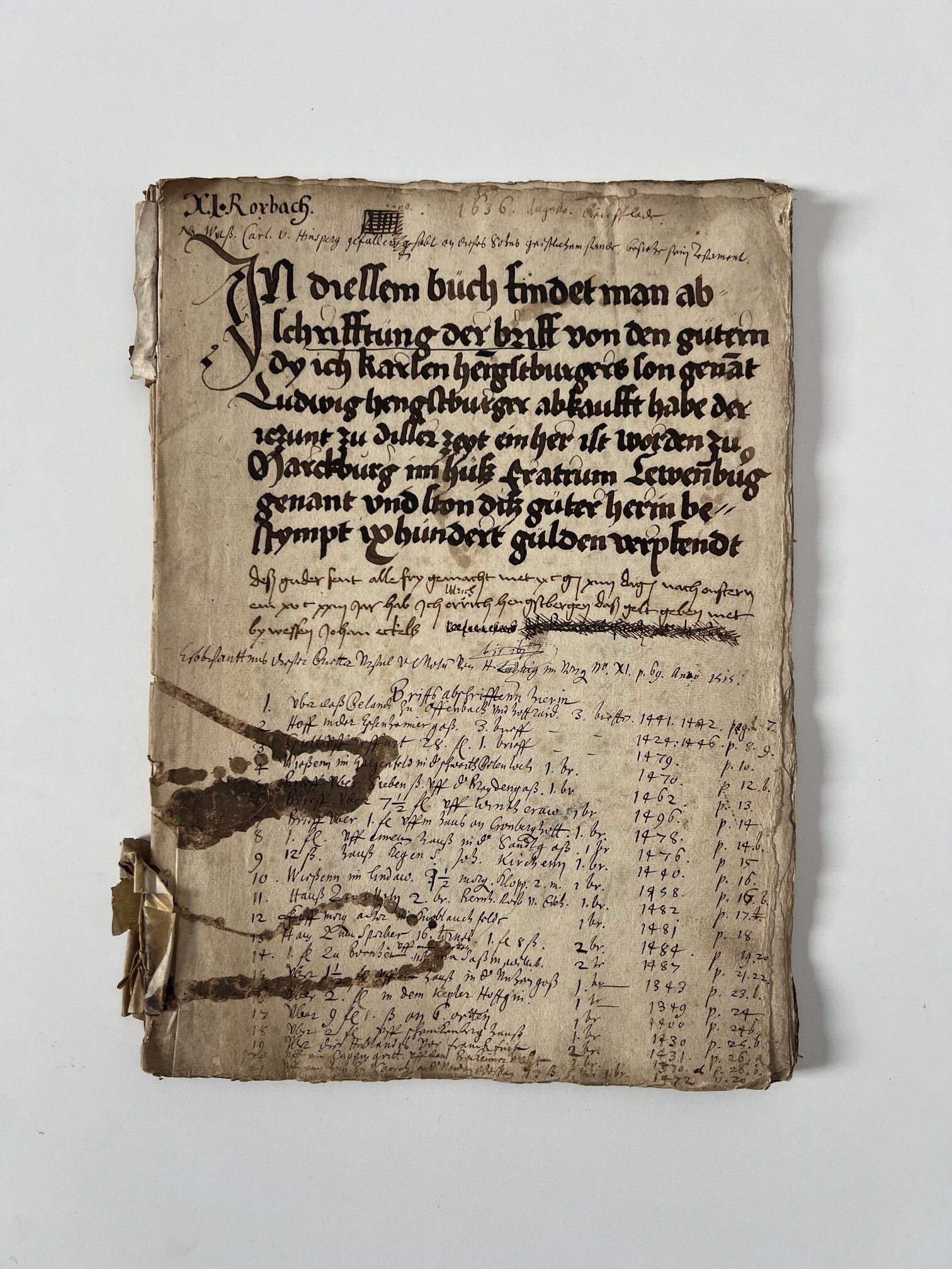 Handschrift, Abschriften von Urkunden, die Ursula von Melem Ludwig Hengstburger abgekauft hatte, Frankfurt ca. 1515. (Taunus-Rhein-Main - Regionalgeschichtliche Sammlung Dr. Stefan Naas CC BY-NC-SA)