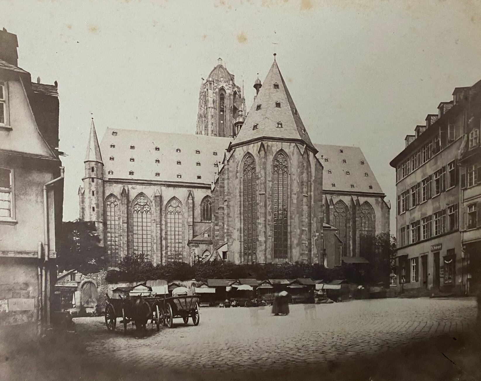 Theodor Creifelds, Garküchenplatz und Dom, Frankfurt, vor 1867 (Taunus-Rhein-Main - Regionalgeschichtliche Sammlung Dr. Stefan Naas CC BY-NC-SA)