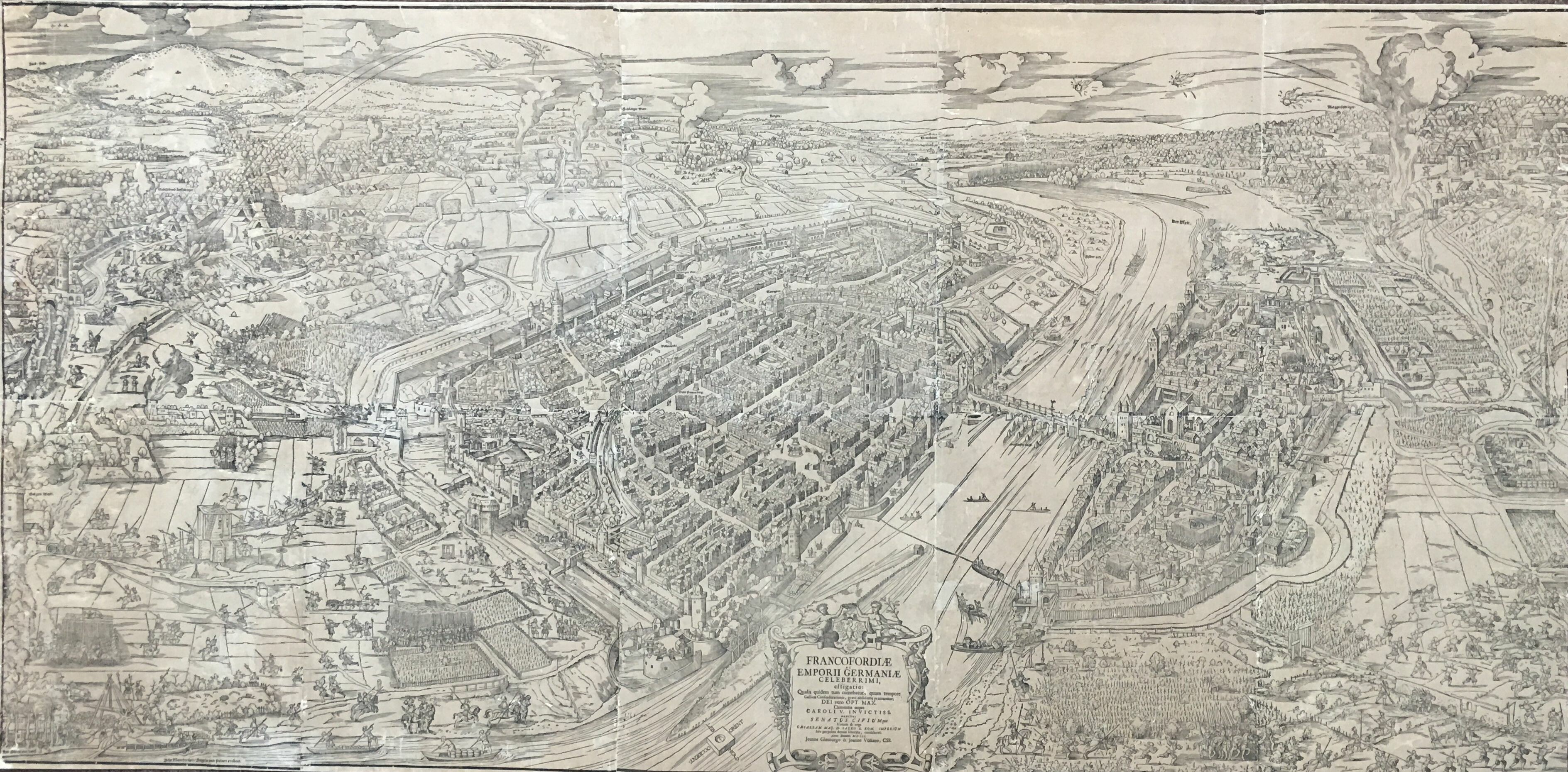 Belagerungsplan der Stadt Frankfurt nach Conrad Faber von Kreuznach, 1552 (Taunus-Rhein-Main - Regionalgeschichtliche Sammlung Dr. Stefan Naas CC BY-NC-SA)