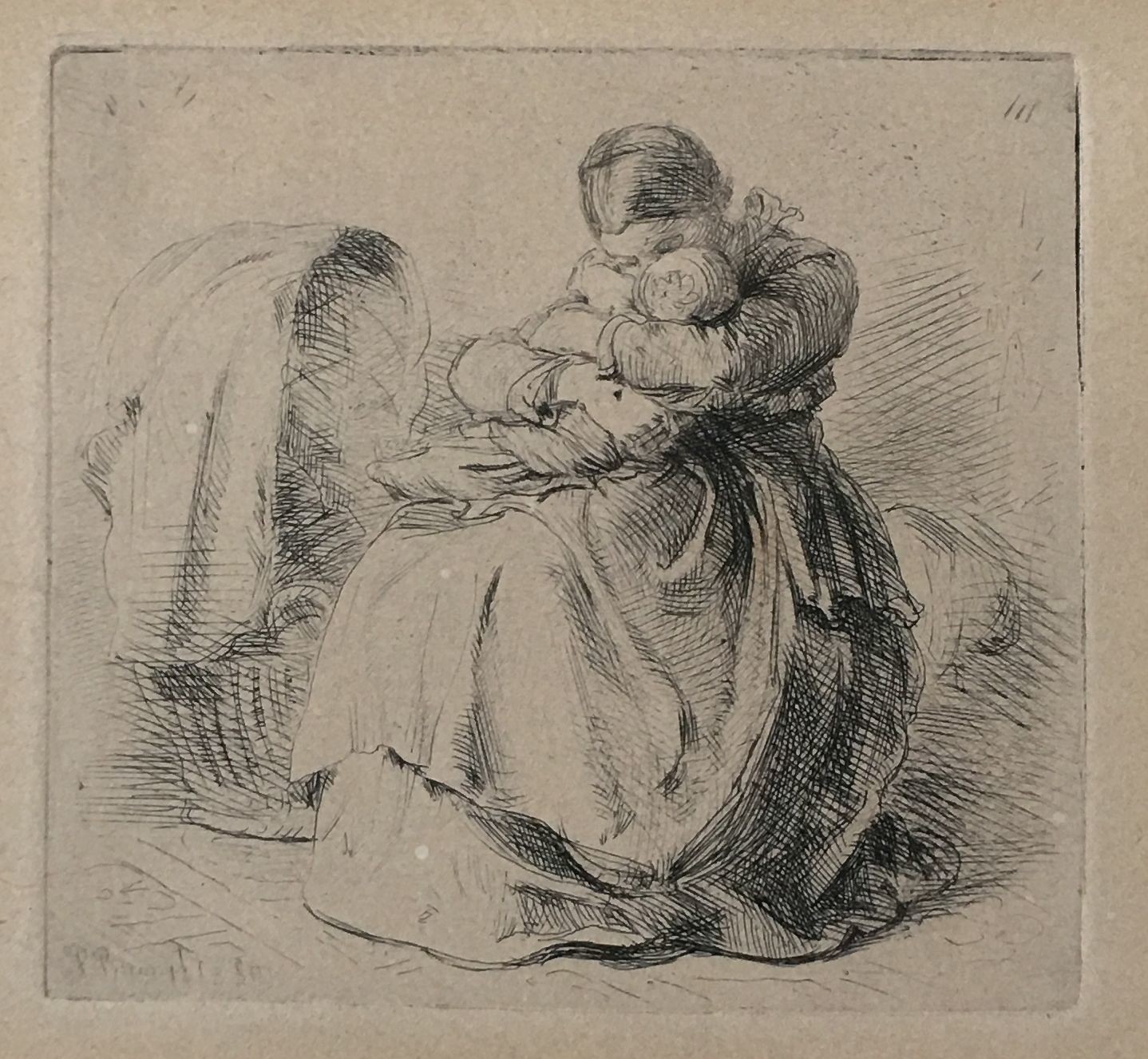 Philipp Rumpf, Mutter mit Kind vor der Wiege, 1863 (Taunus-Rhein-Main - Regionalgeschichtliche Sammlung Dr. Stefan Naas CC BY-NC-SA)