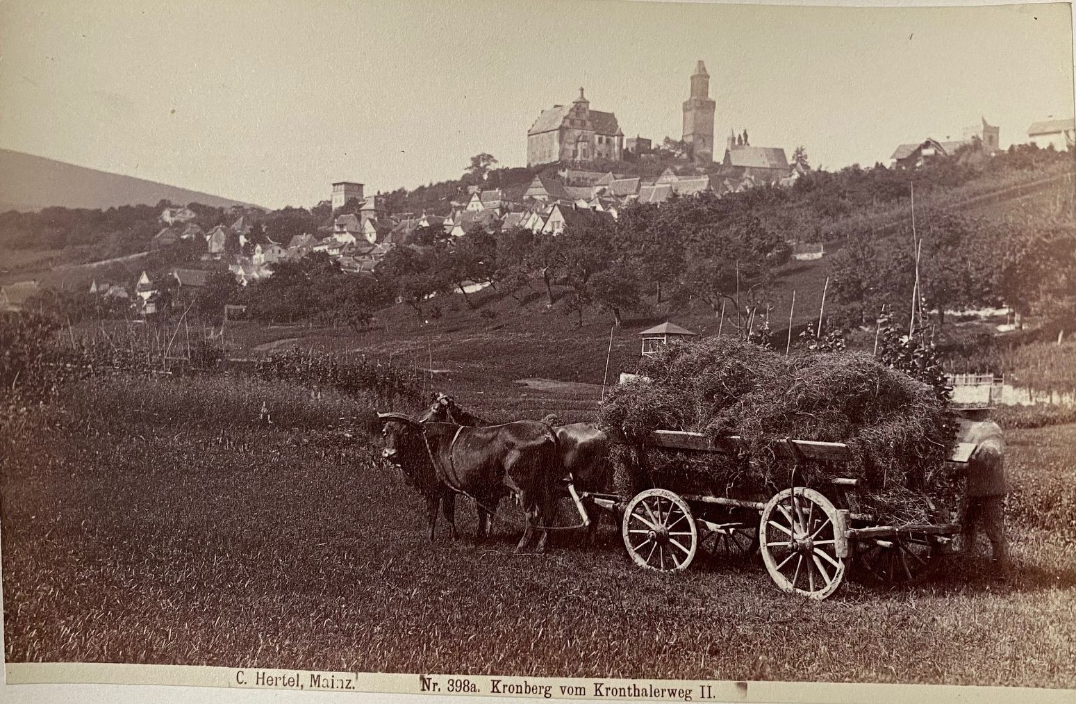 Fotografie, Carl Hertel No. 398a, Kronberg vom Kronthalerweg II, ca. 1885 (Taunus-Rhein-Main - Regionalgeschichtliche Sammlung Dr. Stefan Naas CC BY-NC-SA)