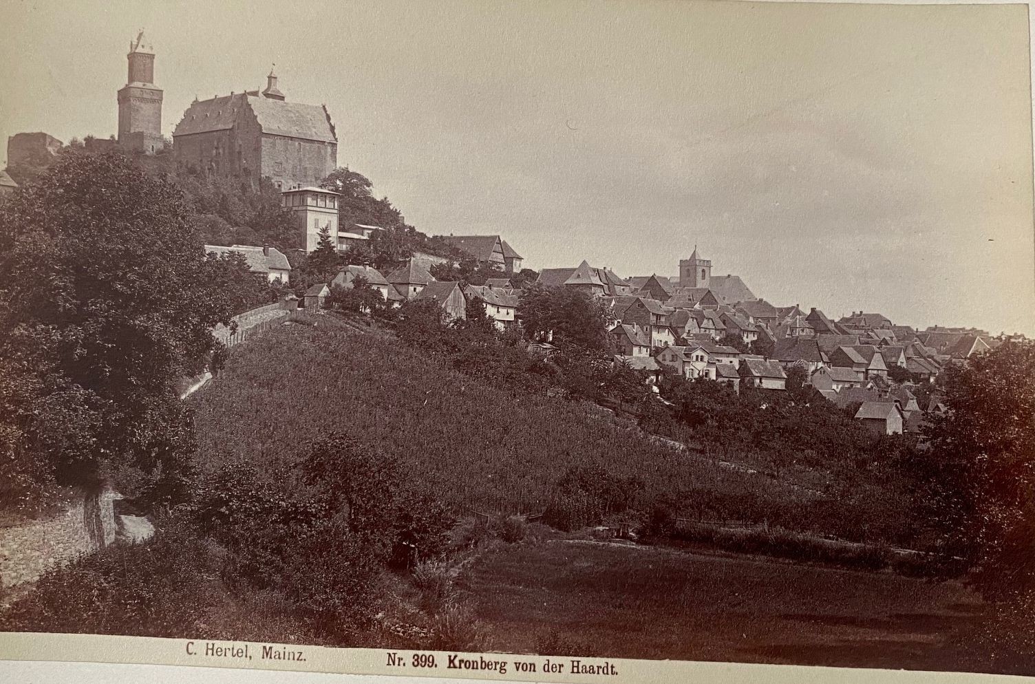 Fotografie, Carl Hertel No. 399, Kronberg von der Haardt, ca. 1885 (Taunus-Rhein-Main - Regionalgeschichtliche Sammlung Dr. Stefan Naas CC BY-NC-SA)