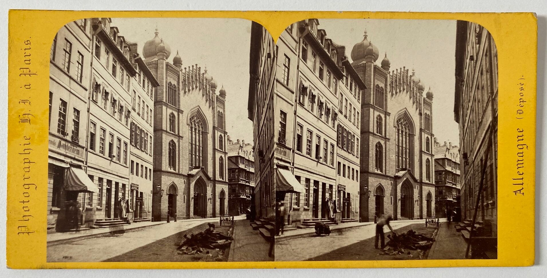 Hippolyte Jouvin, Francfort sur le mein, Nr. 395, La Synagogue, ca. 1868 (Taunus-Rhein-Main - Regionalgeschichtliche Sammlung Dr. Stefan Naas CC BY-NC-SA)