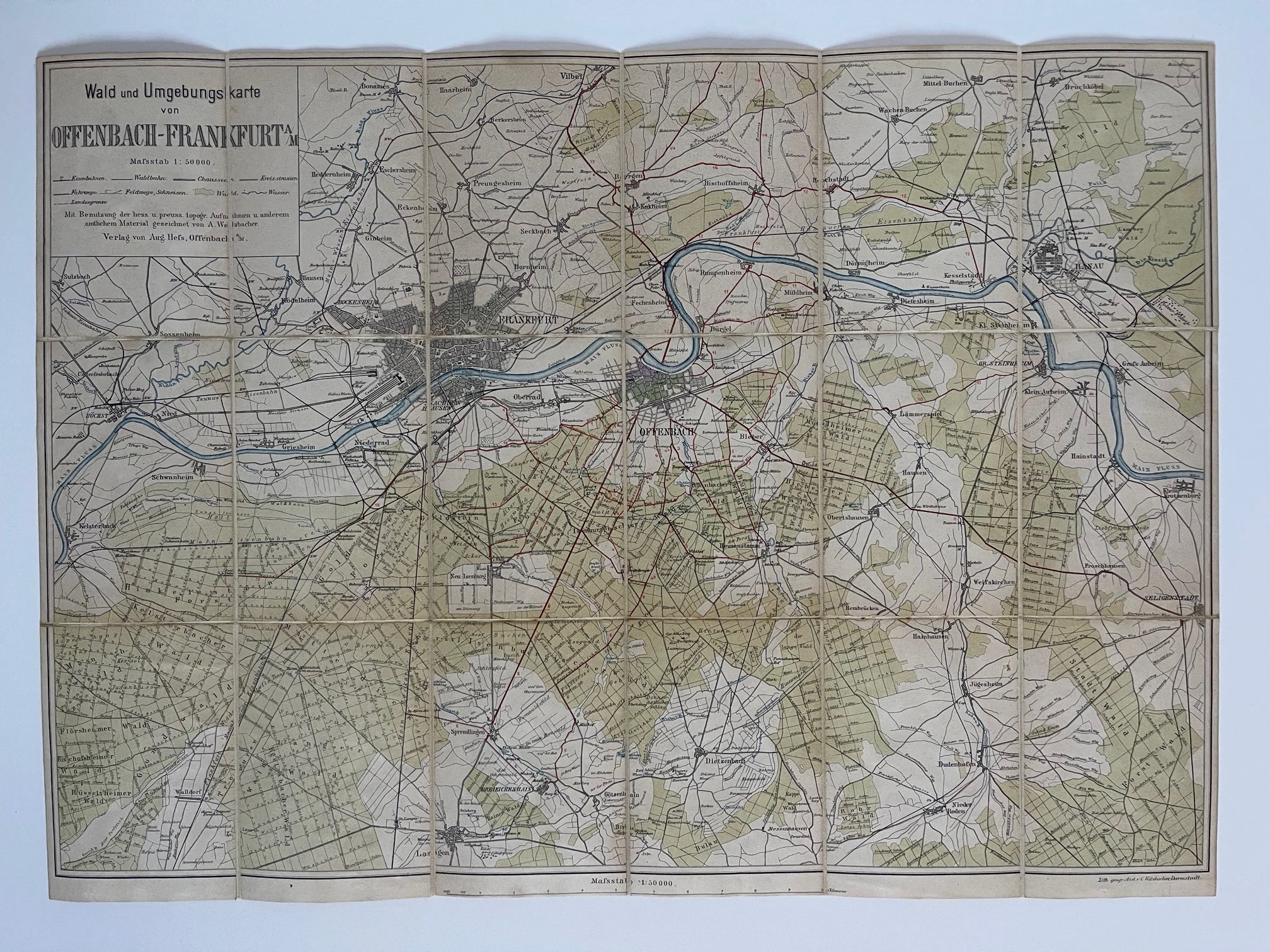 Karte von Offenbach a. M. und Umgebung, ca. 1890 (Taunus-Rhein-Main - Regionalgeschichtliche Sammlung Dr. Stefan Naas CC BY-NC-SA)