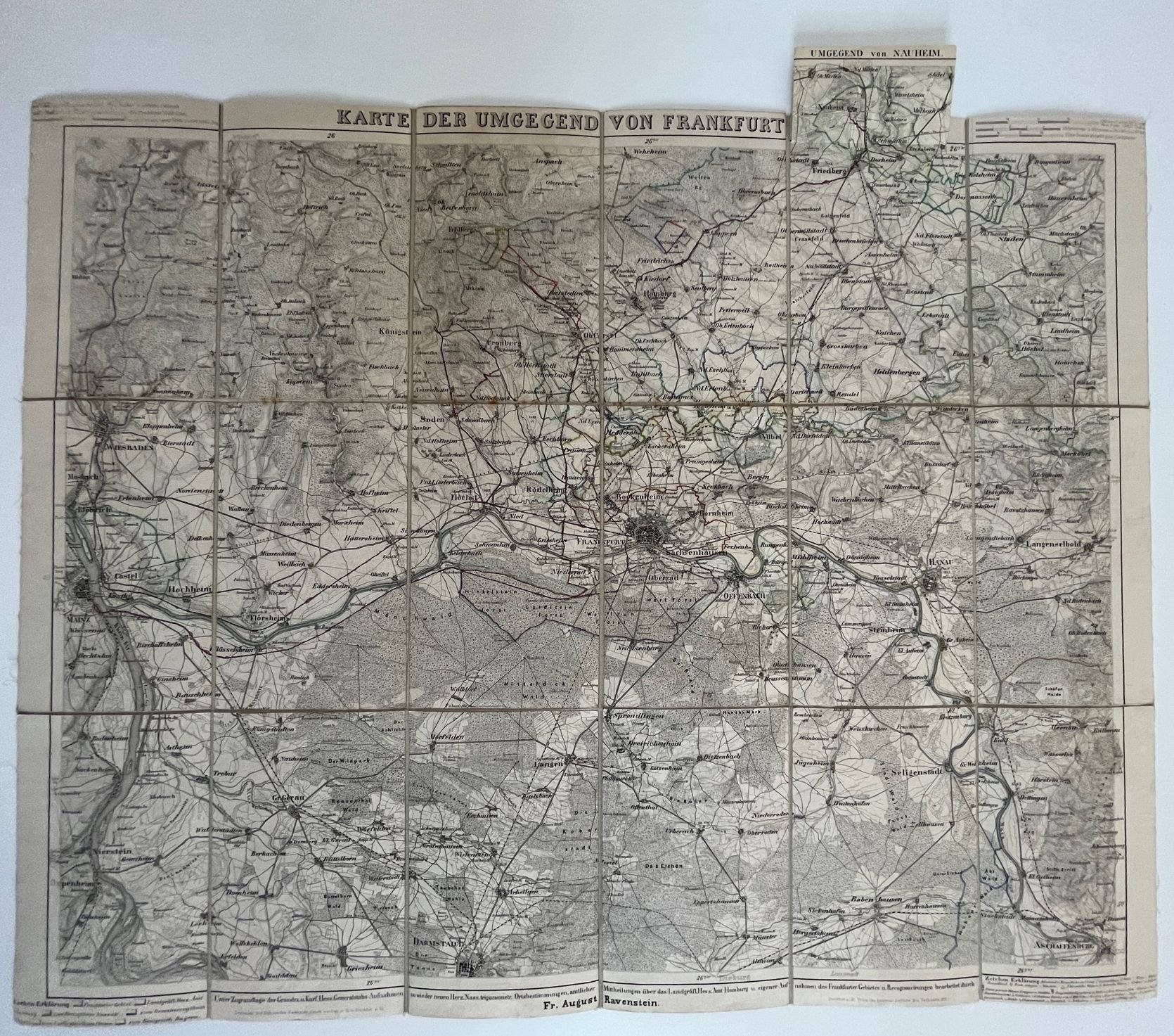 Fr. August Ravenstein, Karte der Umgegend von Frankfurt am Main, 1865 (Taunus-Rhein-Main - Regionalgeschichtliche Sammlung Dr. Stefan Naas CC BY-NC-SA)