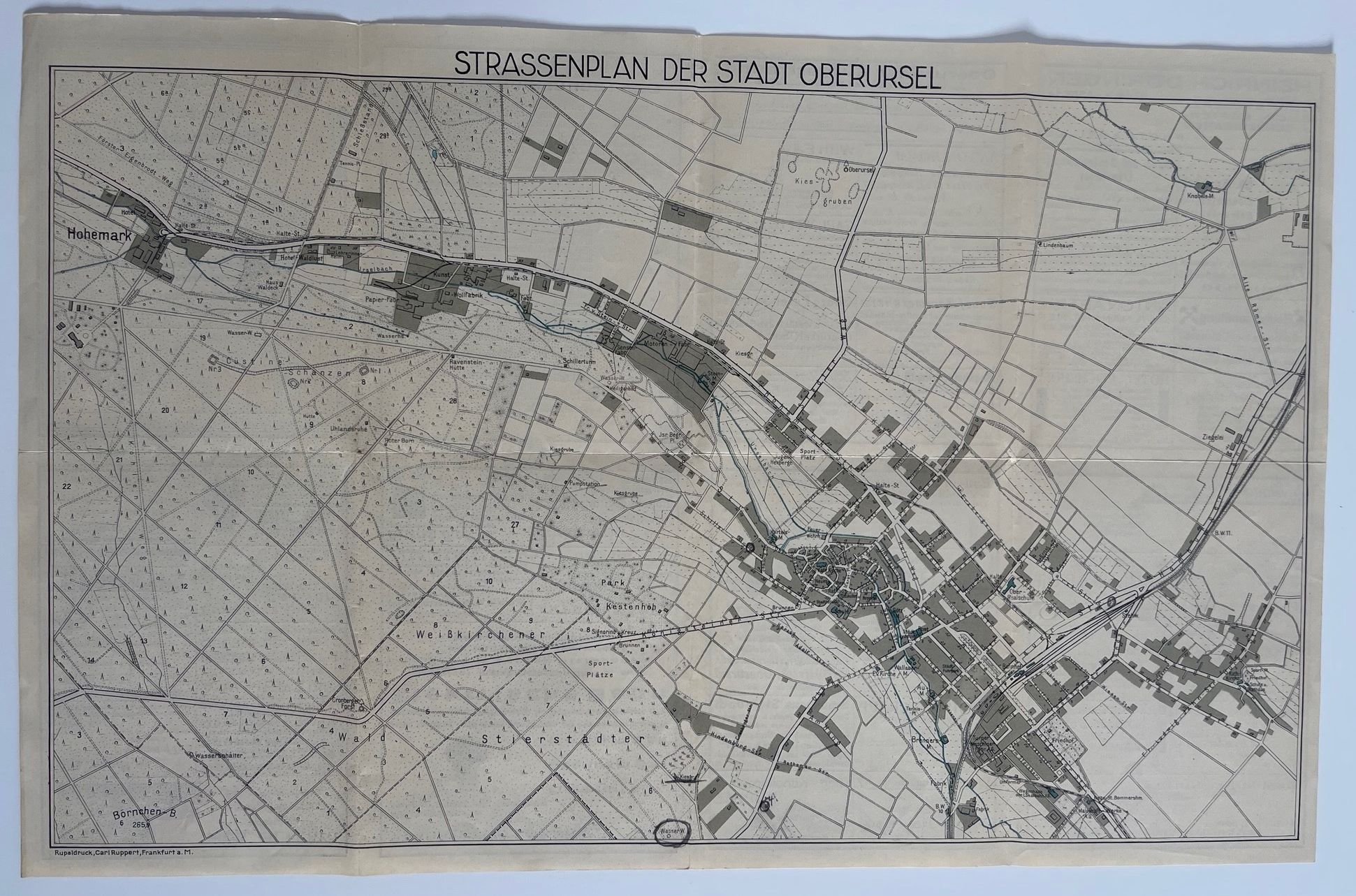 Karte mit Straßenplan der Stadt Oberursel (Ts.) und Umgebung, 1931 (Taunus-Rhein-Main - Regionalgeschichtliche Sammlung Dr. Stefan Naas CC BY-NC-SA)