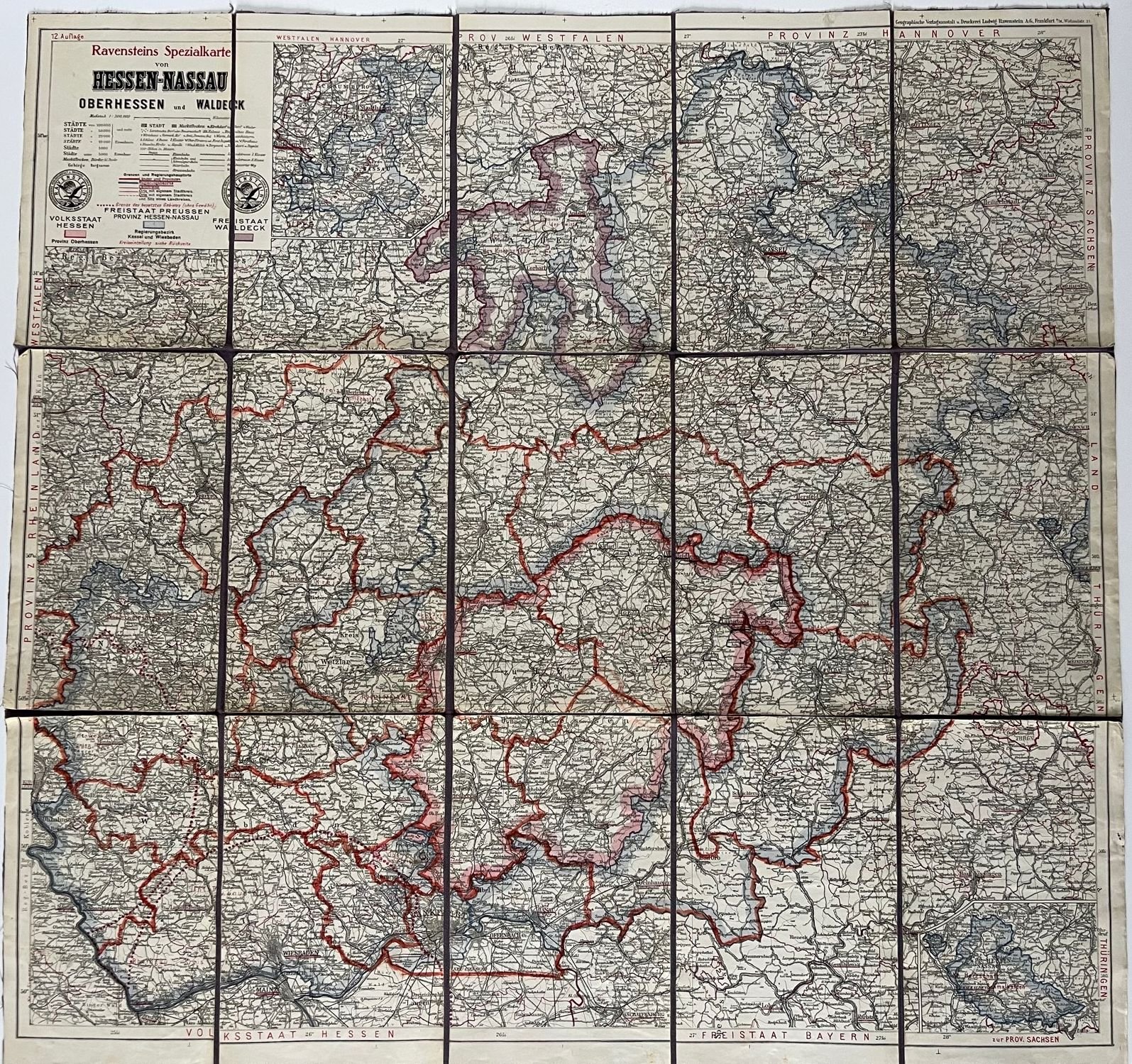Karte, Ravensteins Spezialkarte von Hessen-Nassau, Oberhessen und Waldeck, ca. 1928 (Taunus-Rhein-Main - Regionalgeschichtliche Sammlung Dr. Stefan Naas CC BY-NC-SA)