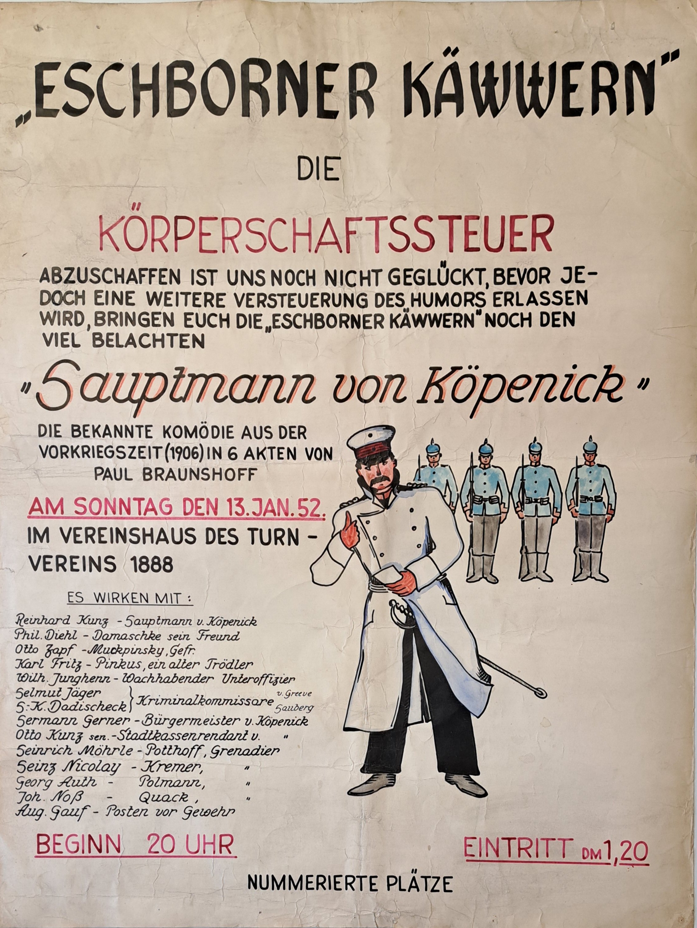 Theaterplakat der "Eschborner Käwwern" (Museum der Stadt Eschborn CC BY-NC-SA)