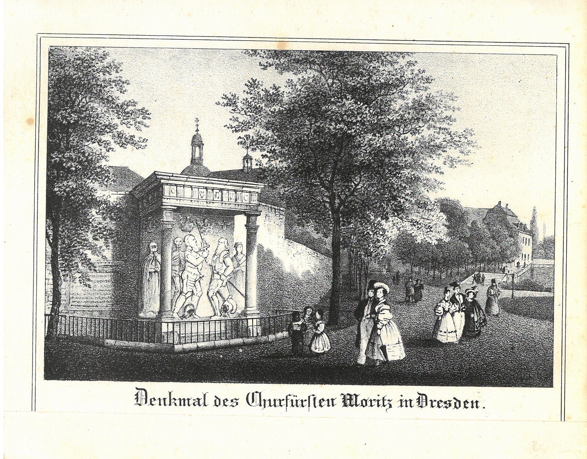 Grafik „Denkmal des Kurfürsten Moritz in Dresden“ (Museum für Sepulkralkultur CC0)