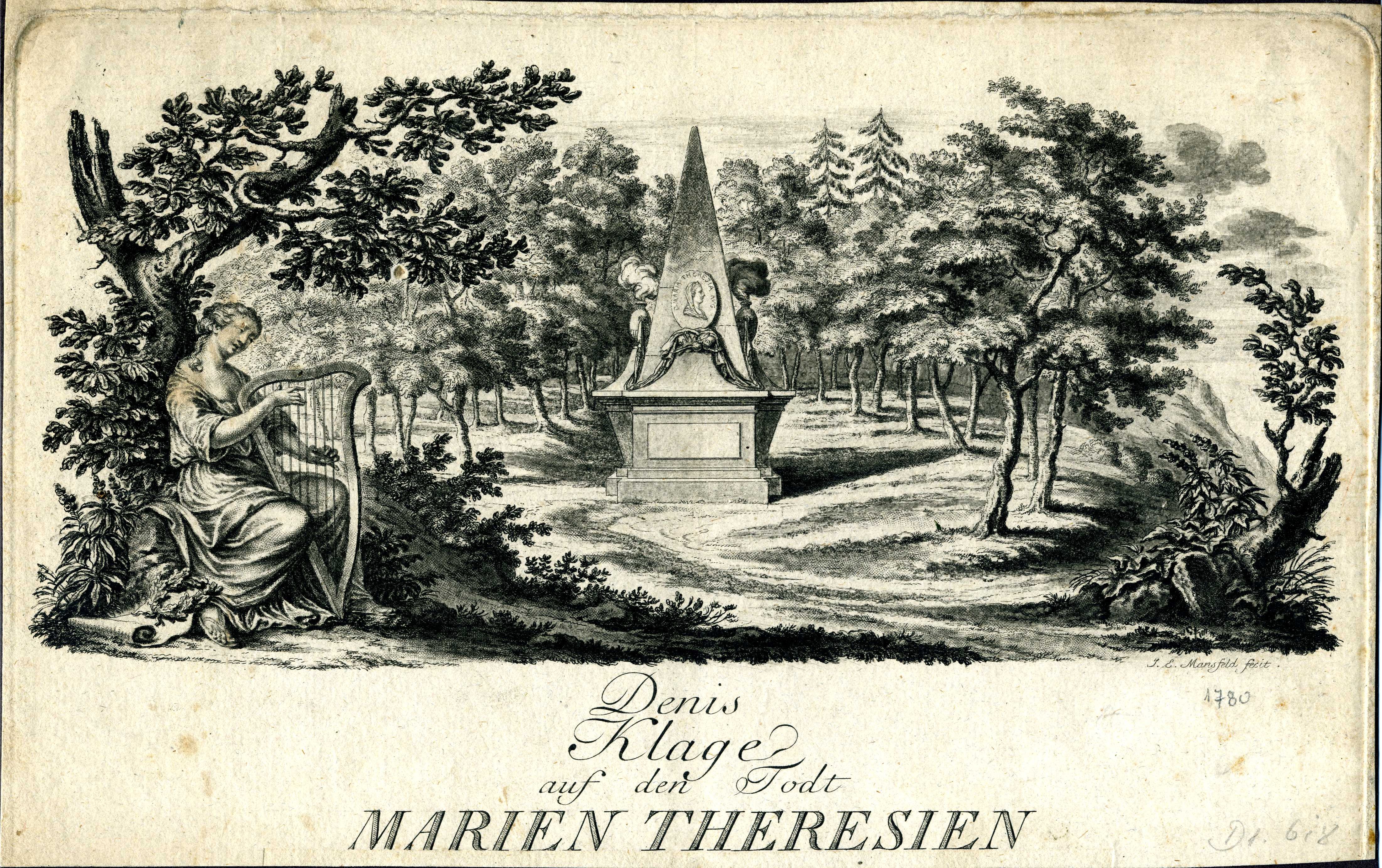 Grafik "Denis Klage auf den Todt Marien Theresien" (Museum für Sepulkralkultur CC BY-NC-SA)