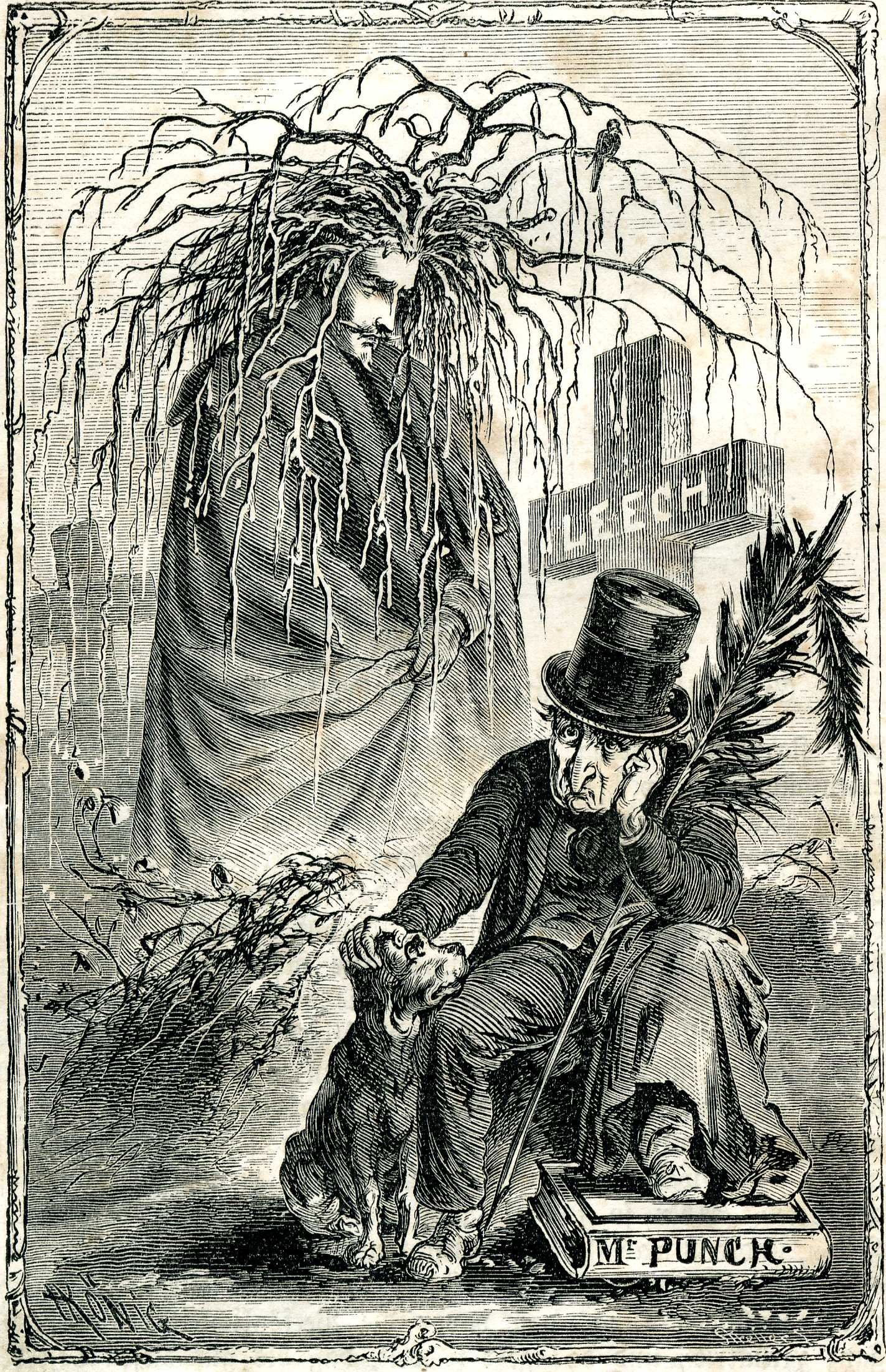 Grafik "Cypressenzweige auf das Grab des englischen Humoristen John Leech" (Museum für Sepulkralkultur CC BY-NC-SA)