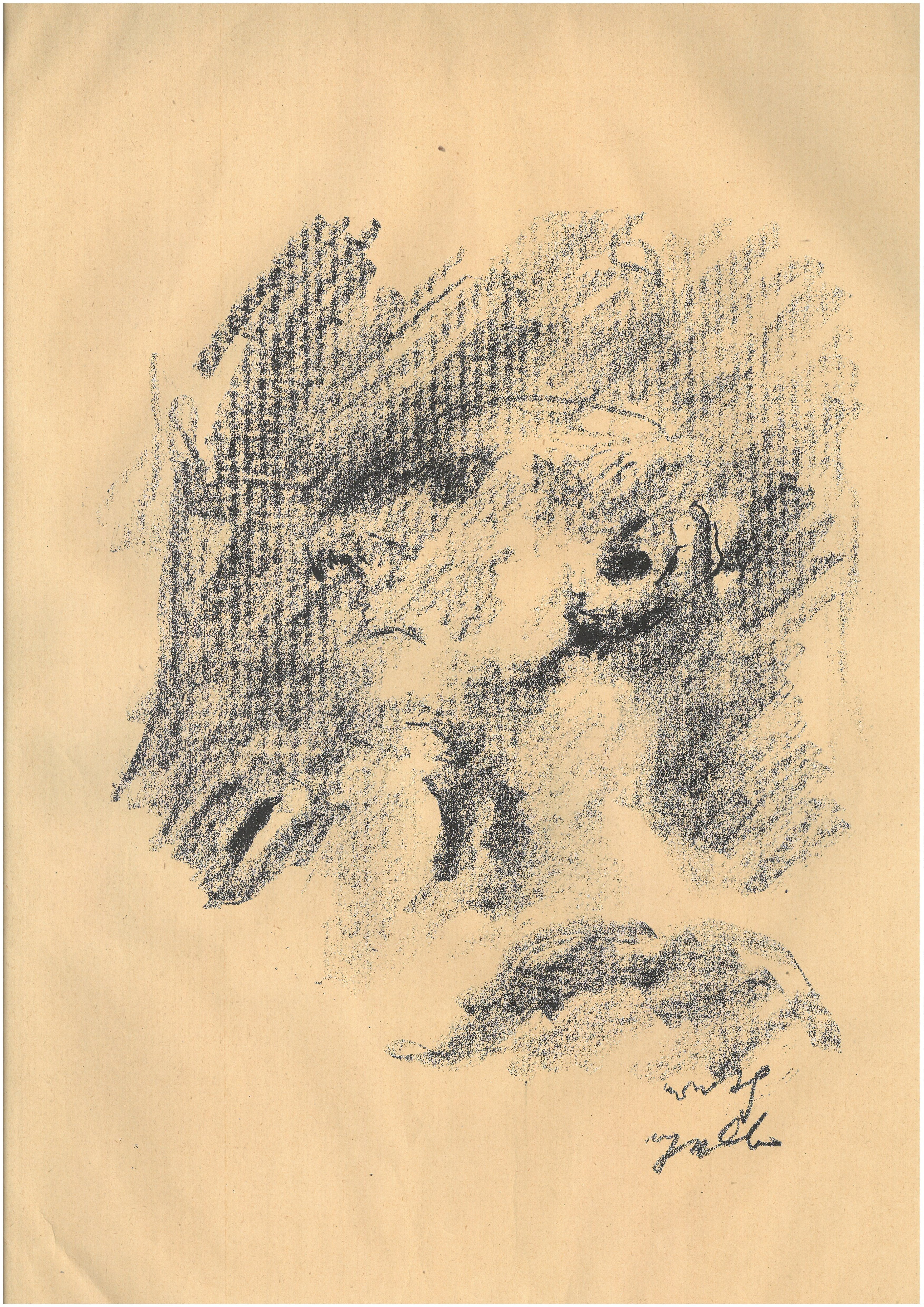 Zeichnung "Die Totenmaske" (Lovis Corinth) (Museum für Sepulkralkultur CC0)