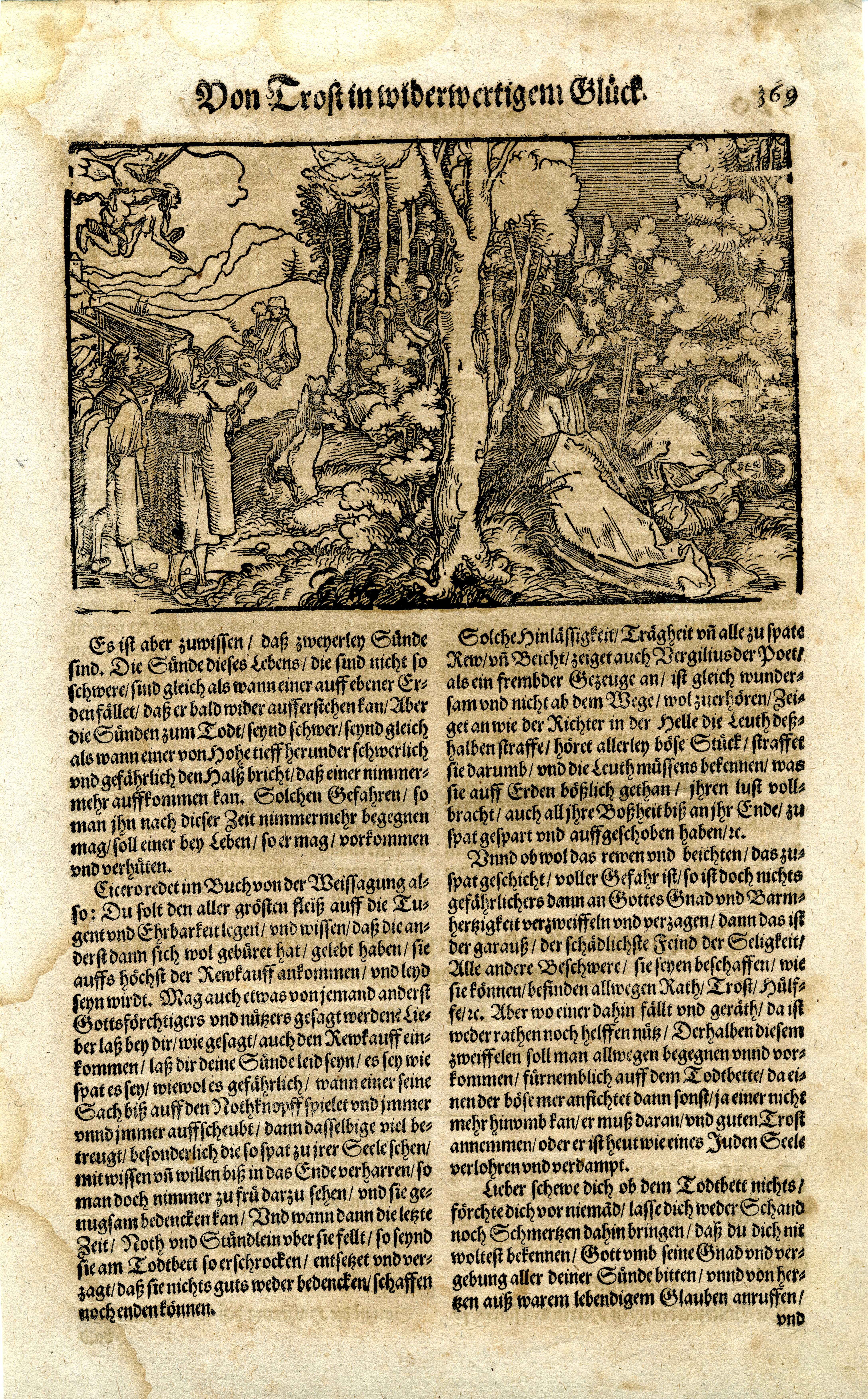 Text und Grafik "Von dem Todt und Absterben in Sünden. Cap. CXXVI." (Museum für Sepulkralkultur CC BY-NC-SA)