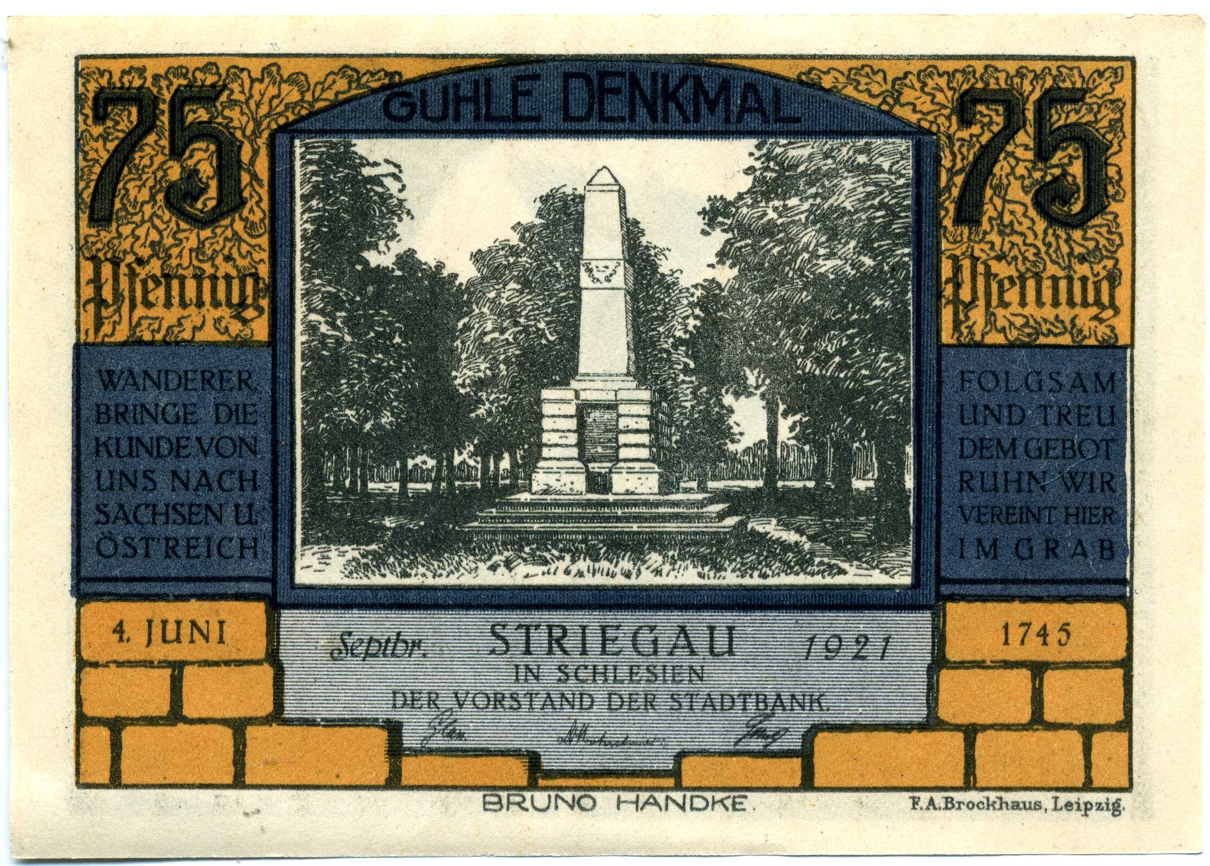 Notgeld der Stadt Striegau (Museum für Sepulkralkultur CC BY-NC-SA)