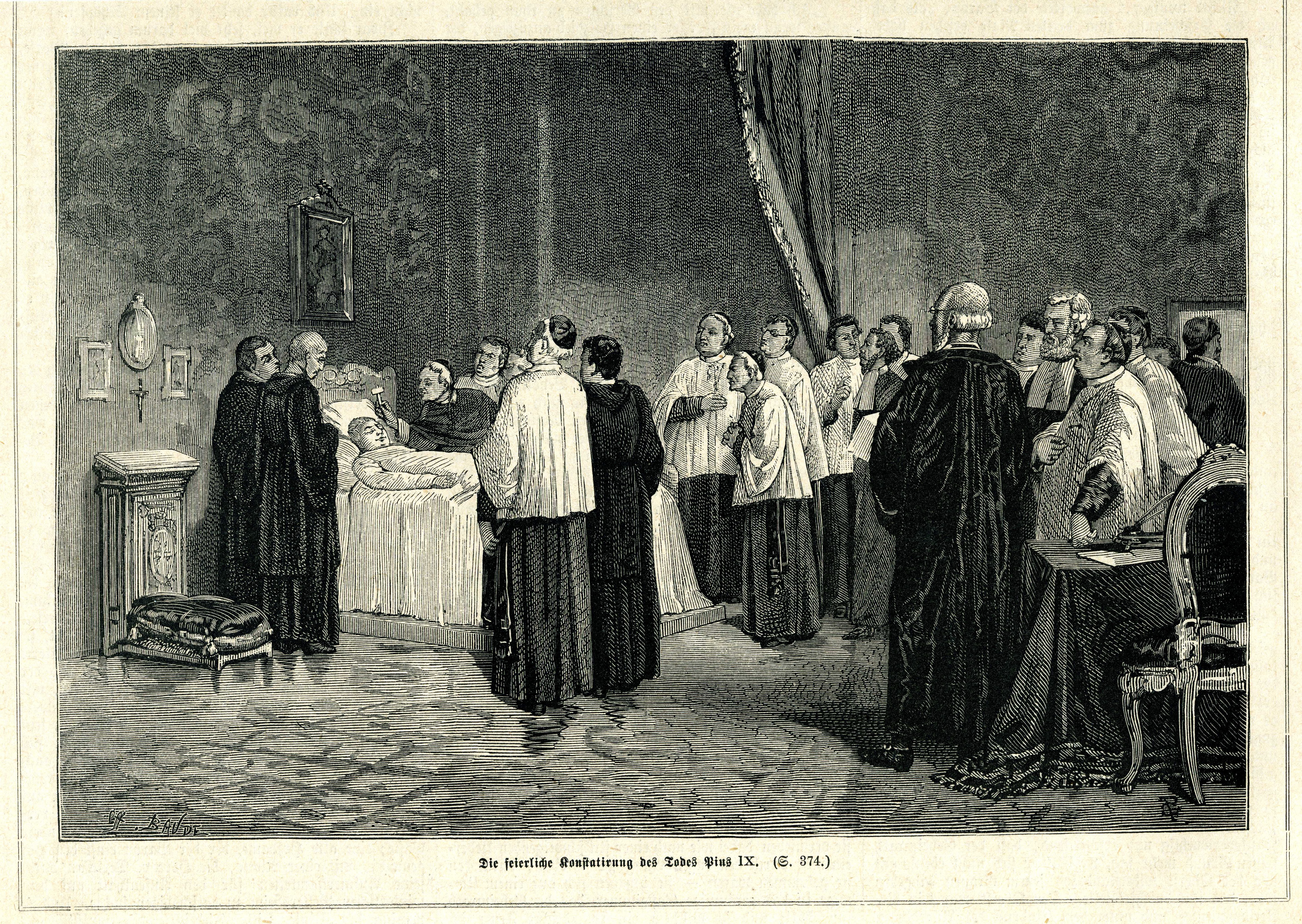 "Die feierliche Konstatierung des Todes Pius IX." (Museum für Sepulkralkultur CC BY-NC-SA)