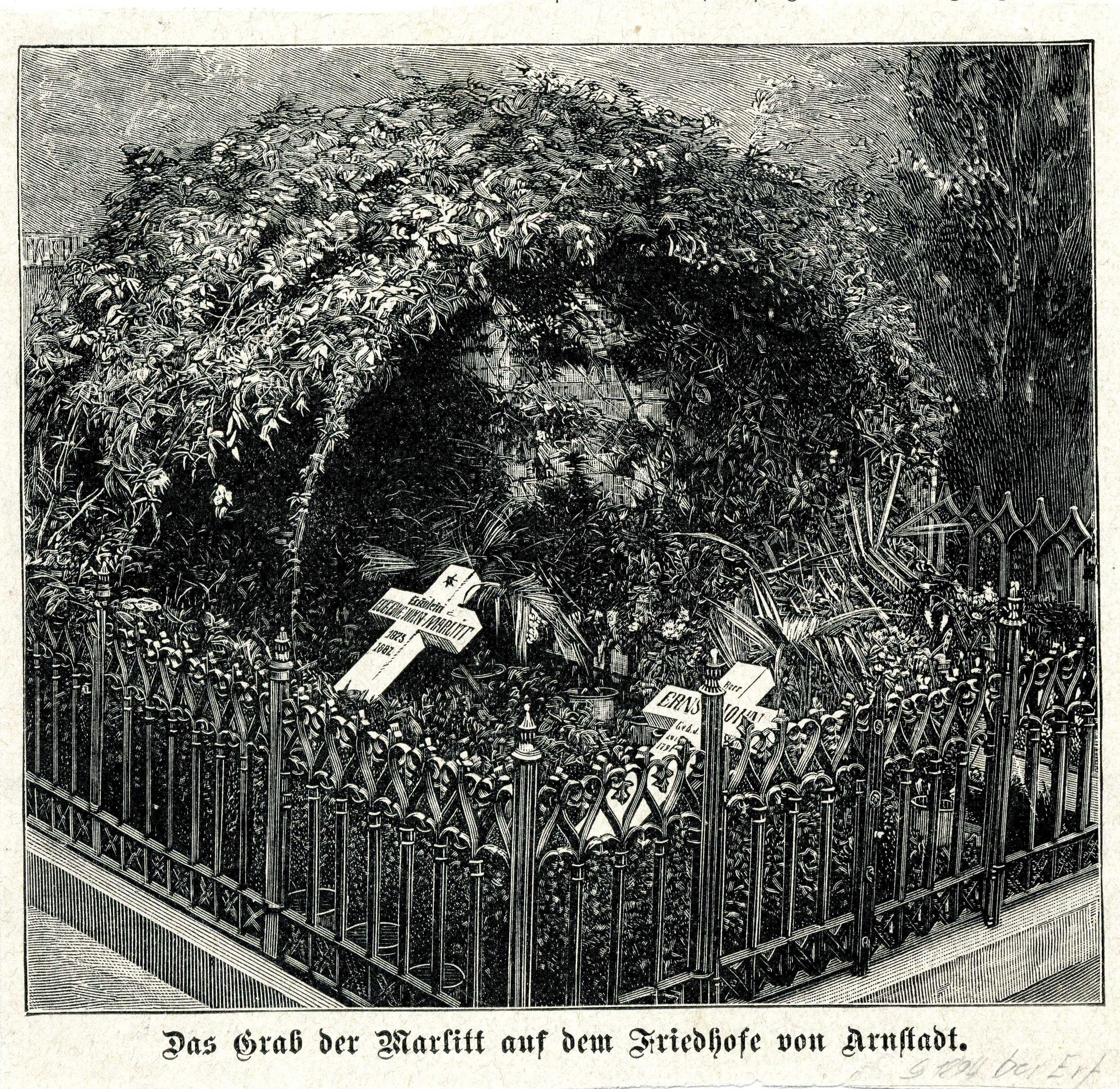 "Das Grab der Marlitt auf dem Friedhofe von Arnstadt" (Museum für Sepulkralkultur CC BY-NC-SA)
