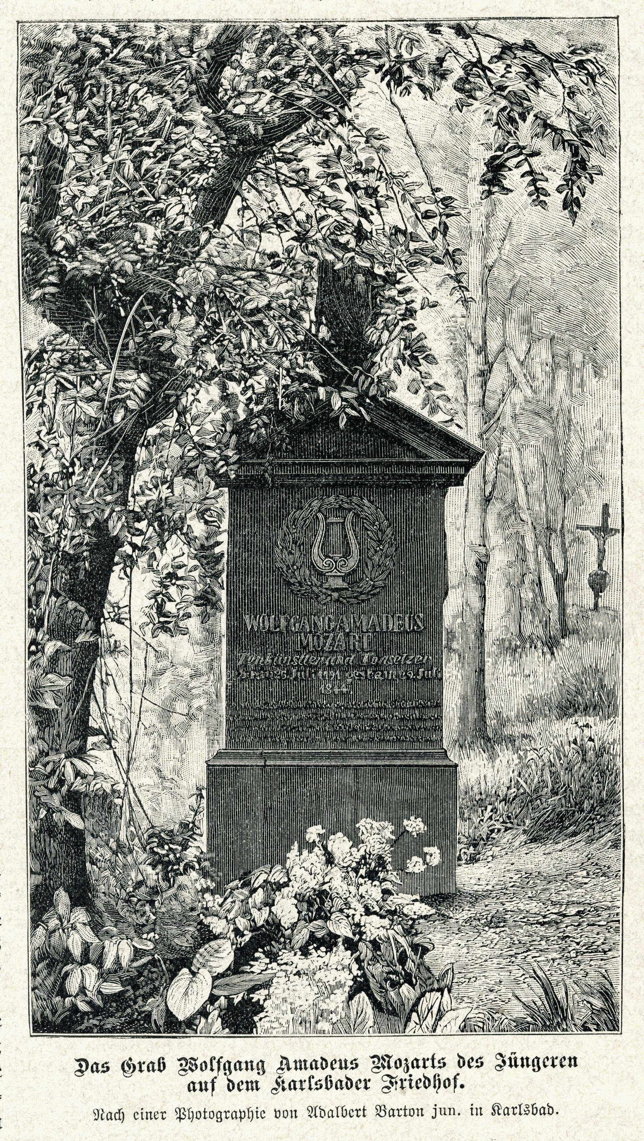 "Das Grab Wolfgang Amadeus Mozarts des Jüngeren auf dem Karlsbader Friedhof" (Museum für Sepulkralkultur CC BY-NC-SA)