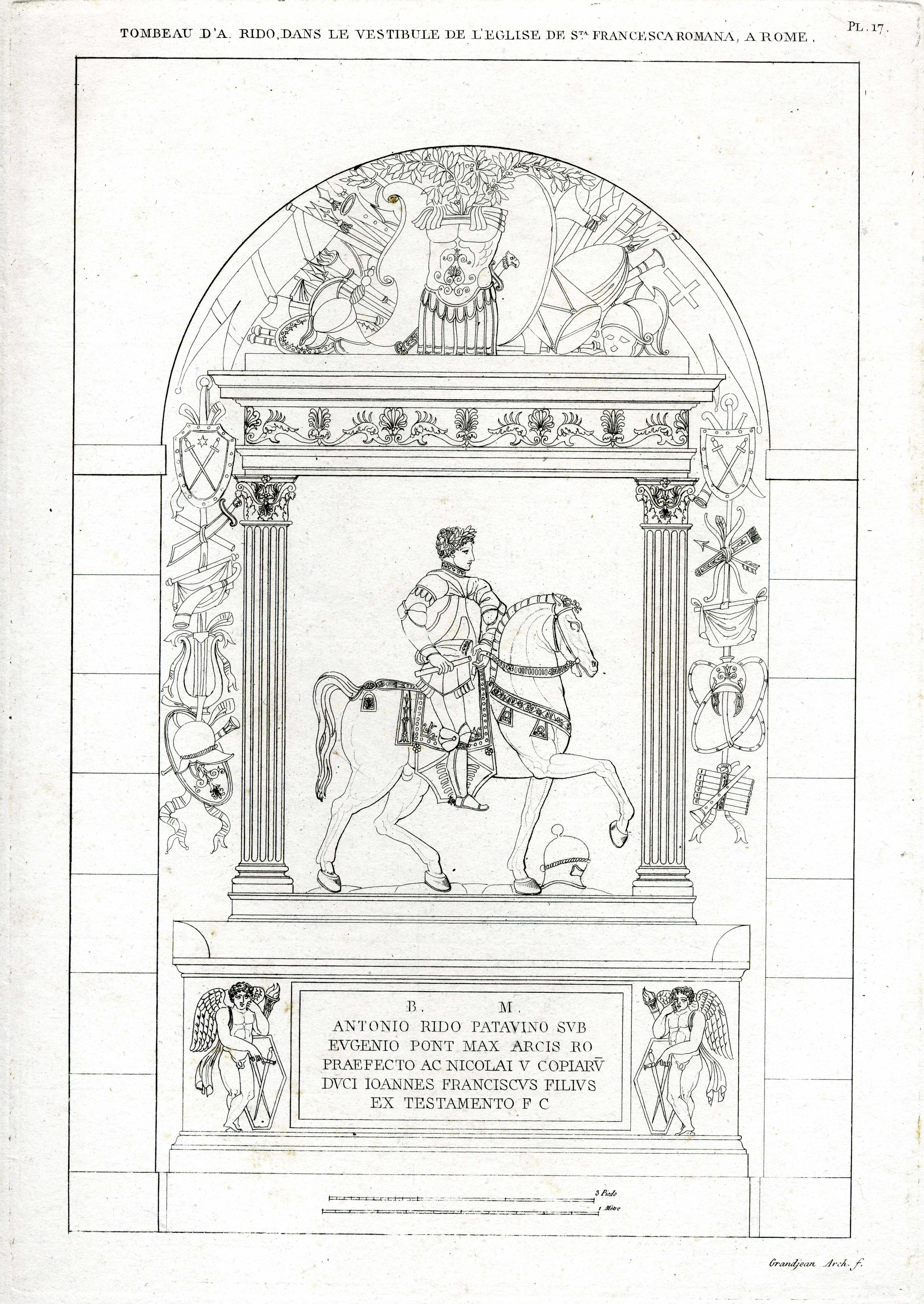"Tombeau d' A. Rido, dans le vestibule de Eglise de Sta. Francesca Romana, a Rome" (Museum für Sepulkralkultur CC BY-NC-SA)