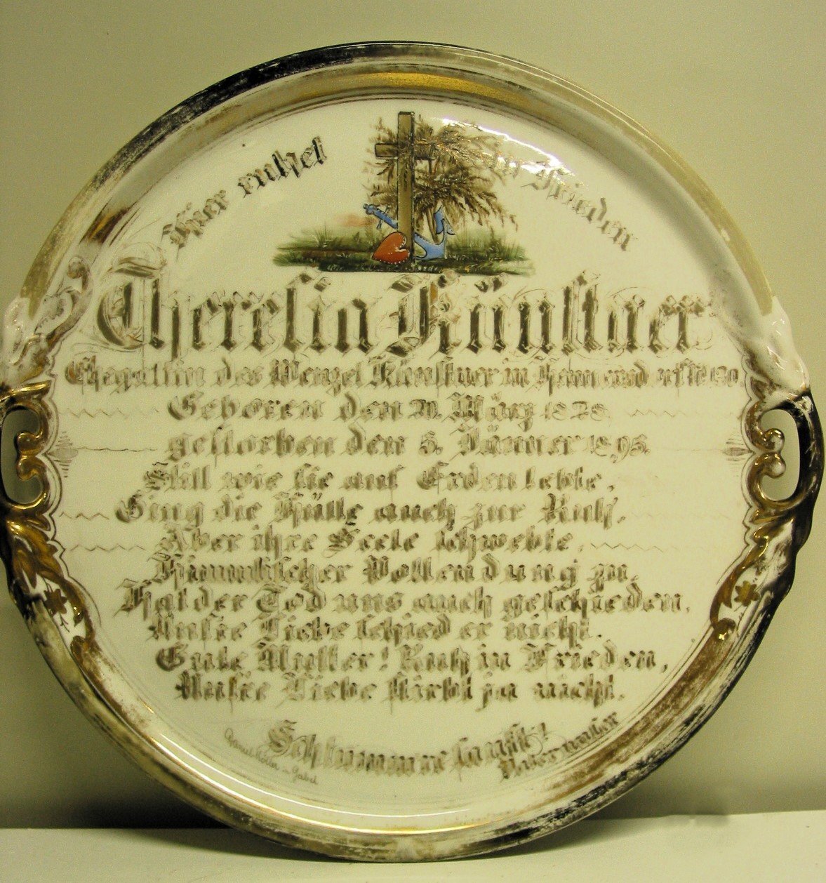 Gedenkteller "Theresia Künstner" (Museum für Sepulkralkultur CC0)