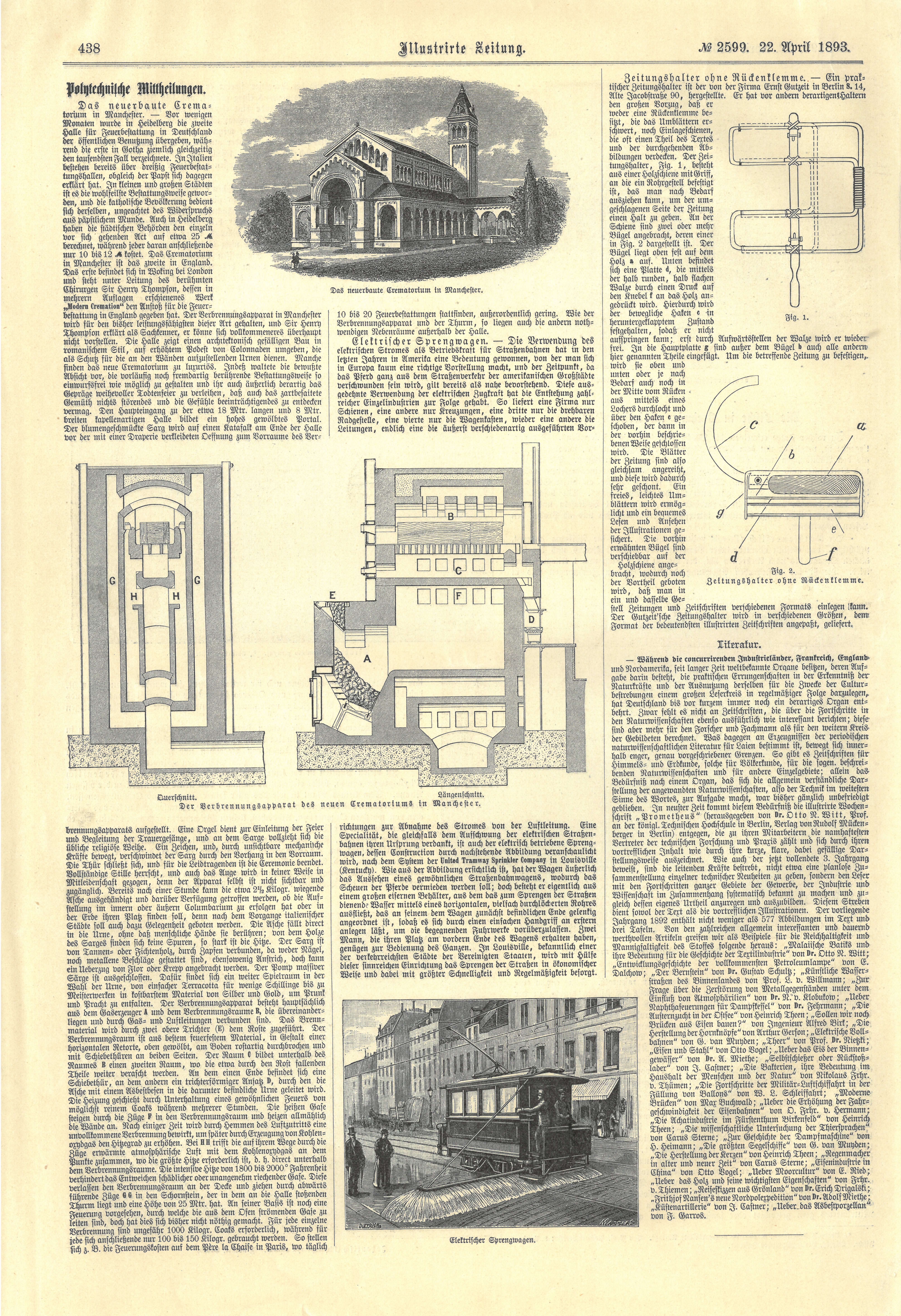 Grafik "Das neuerbaute Crematorium in Manchester" (Museum für Sepulkralkultur CC BY-NC-SA)