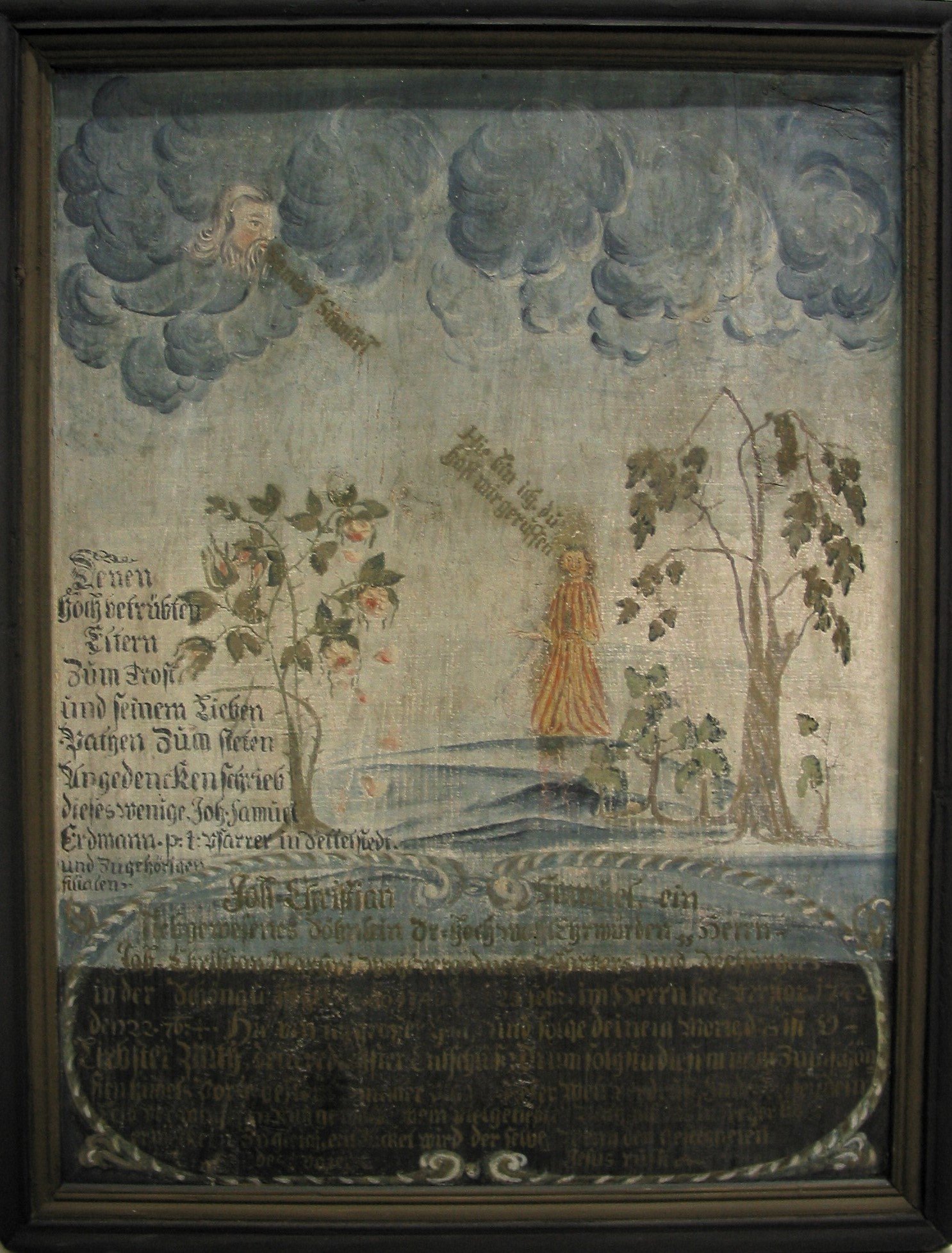 Gedenkbild "Johann Christian Samuel"("Denen hochbetrübten Eltern zum Trost …") (Museum für Sepulkralkultur CC0)
