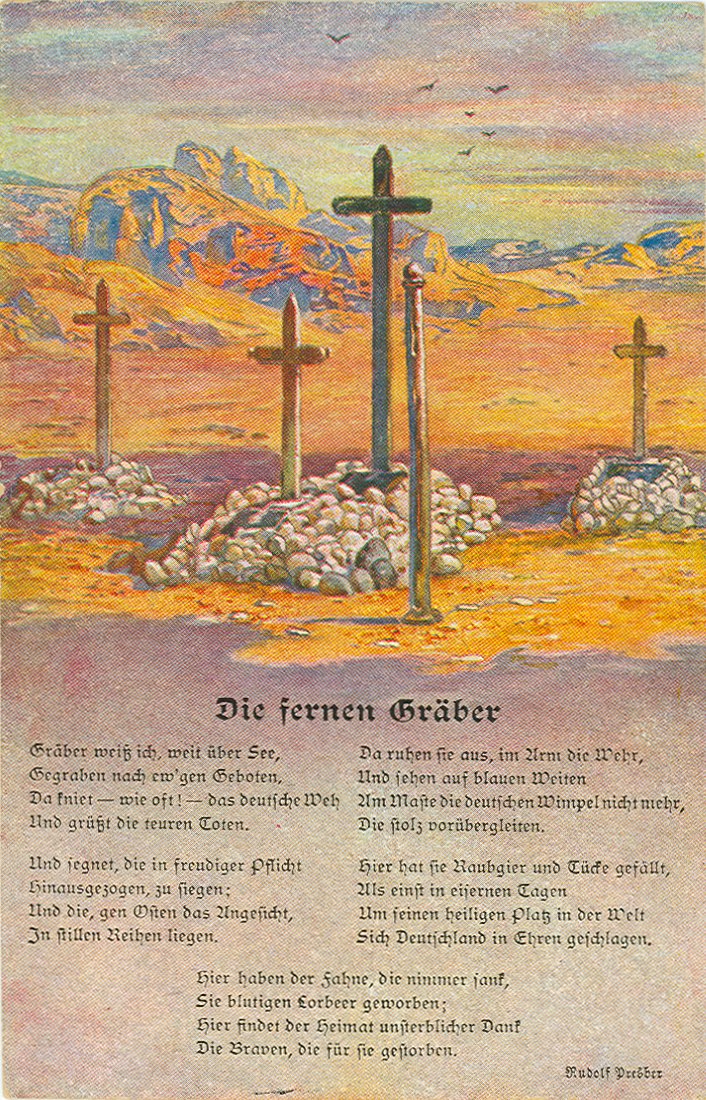 Postkarte "Die fernen Gräber" (Museum für Sepulkralkultur CC BY)