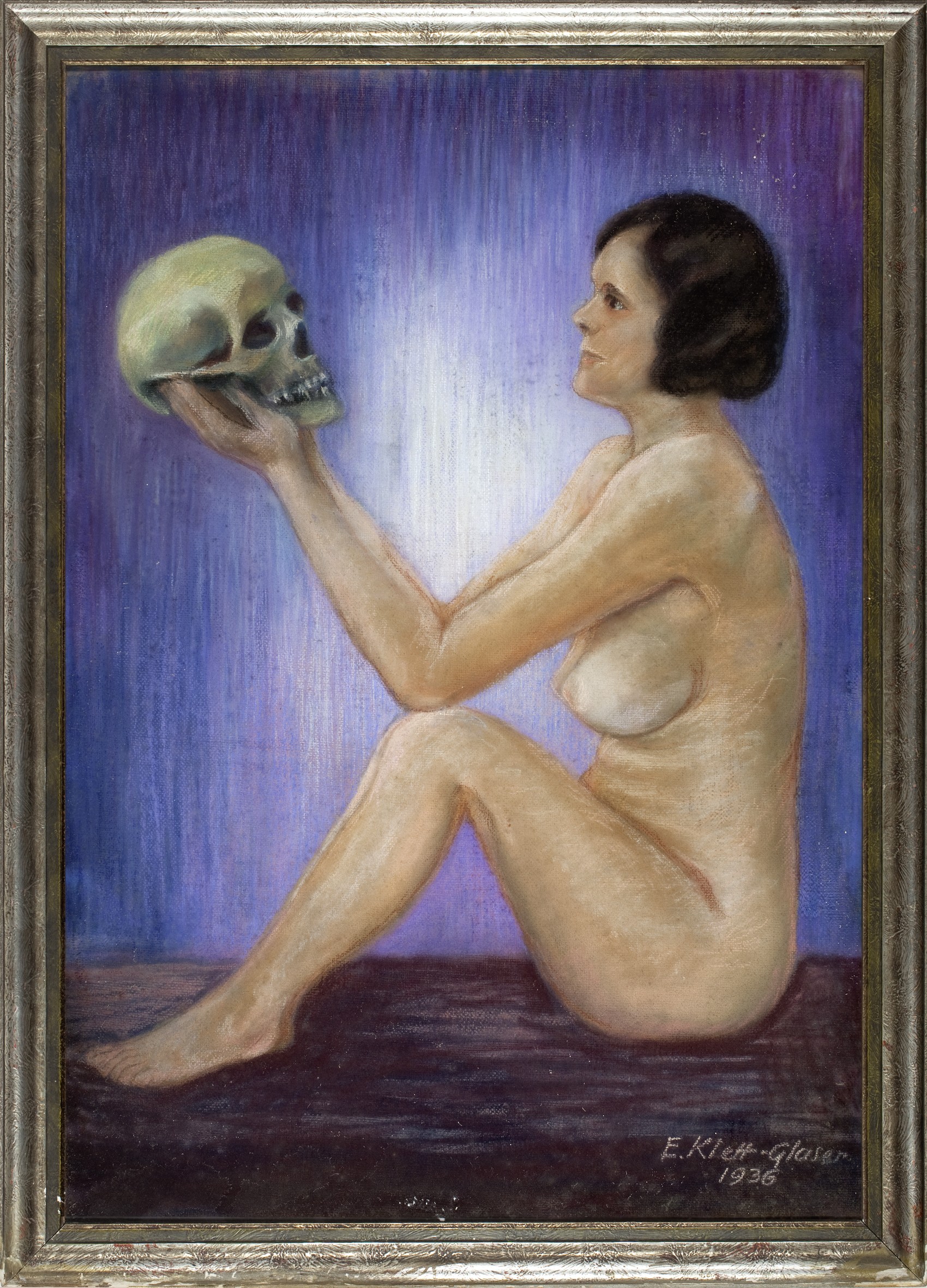 Gemälde 'Weiblicher Akt mit Totenschädel' (Emy Klett-Glaser) (Museum für Sepulkralkultur CC BY-NC-SA)