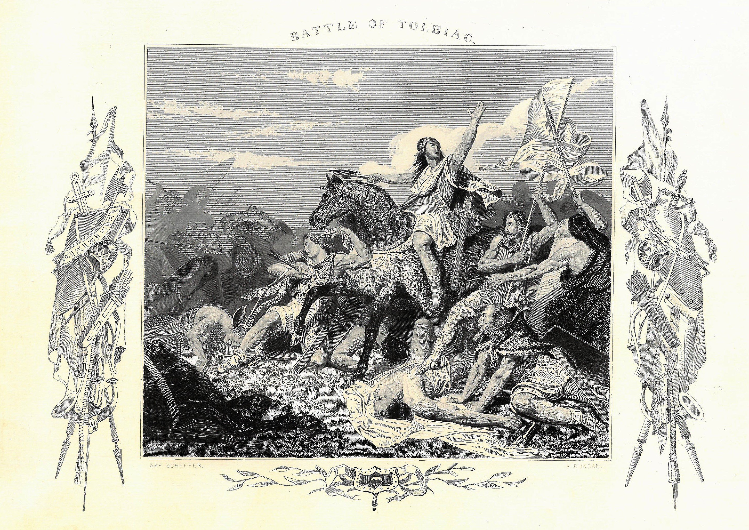 Grafik "Battle of Tolbiac" (Museum für Sepulkralkultur CC BY)