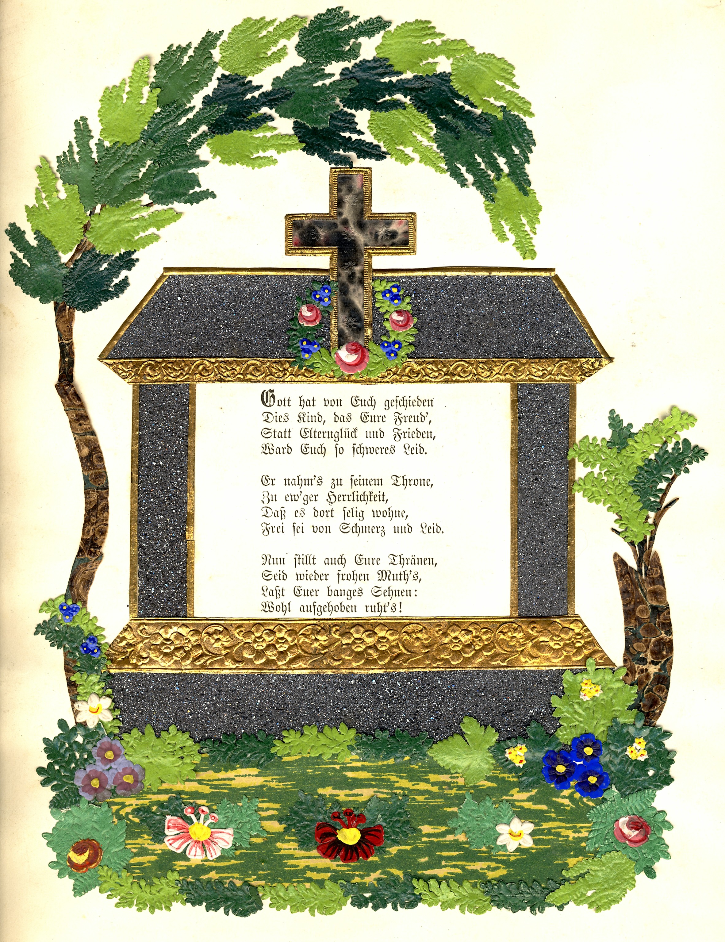 Gedenkblatt "Gott hat von Euch geschieden…" (Museum für Sepulkralkultur CC BY-NC-SA)