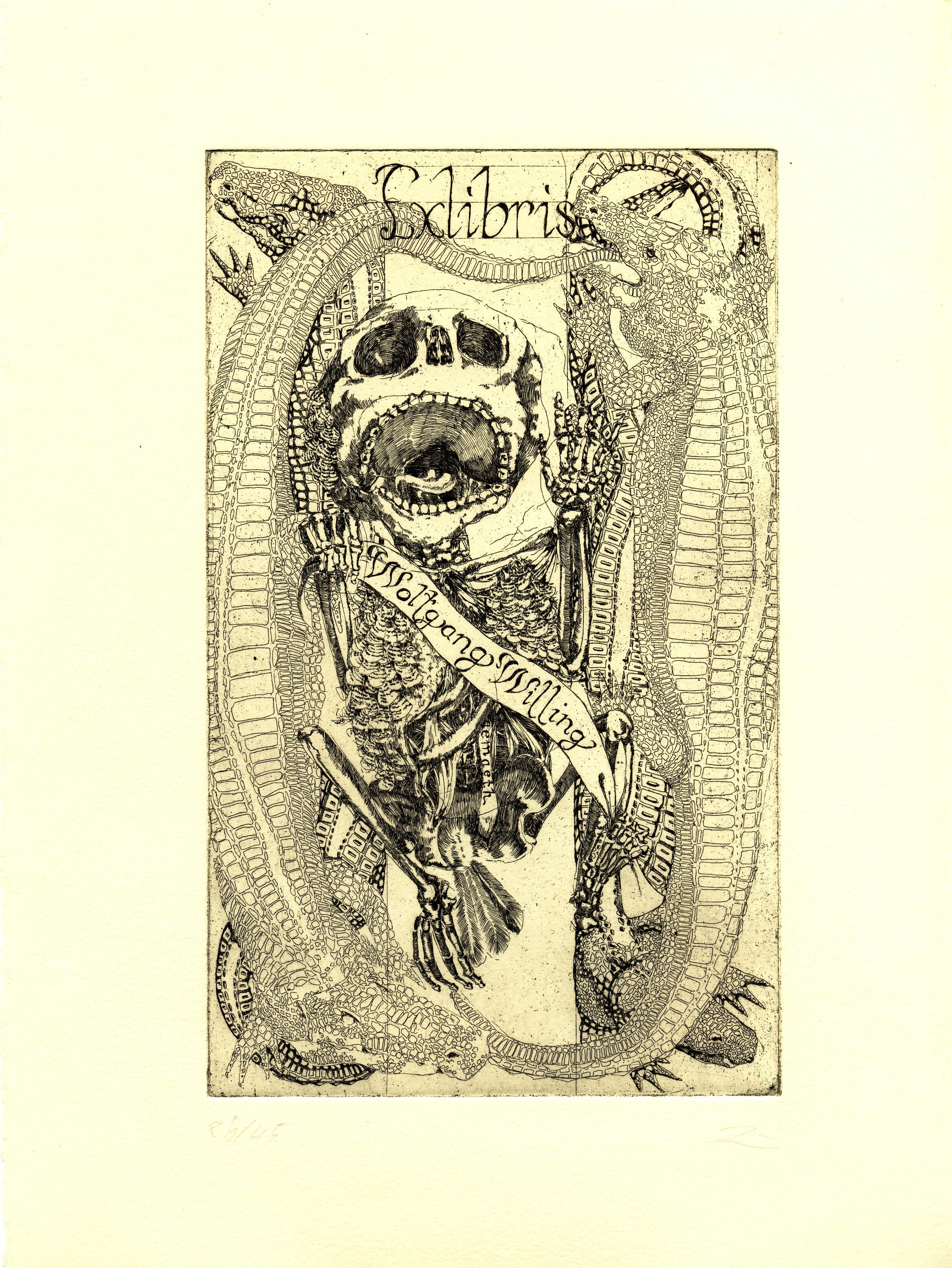 Grafik "Exlibris Wolfgang Wissing" (Museum für Sepulkralkultur CC BY-NC-SA)
