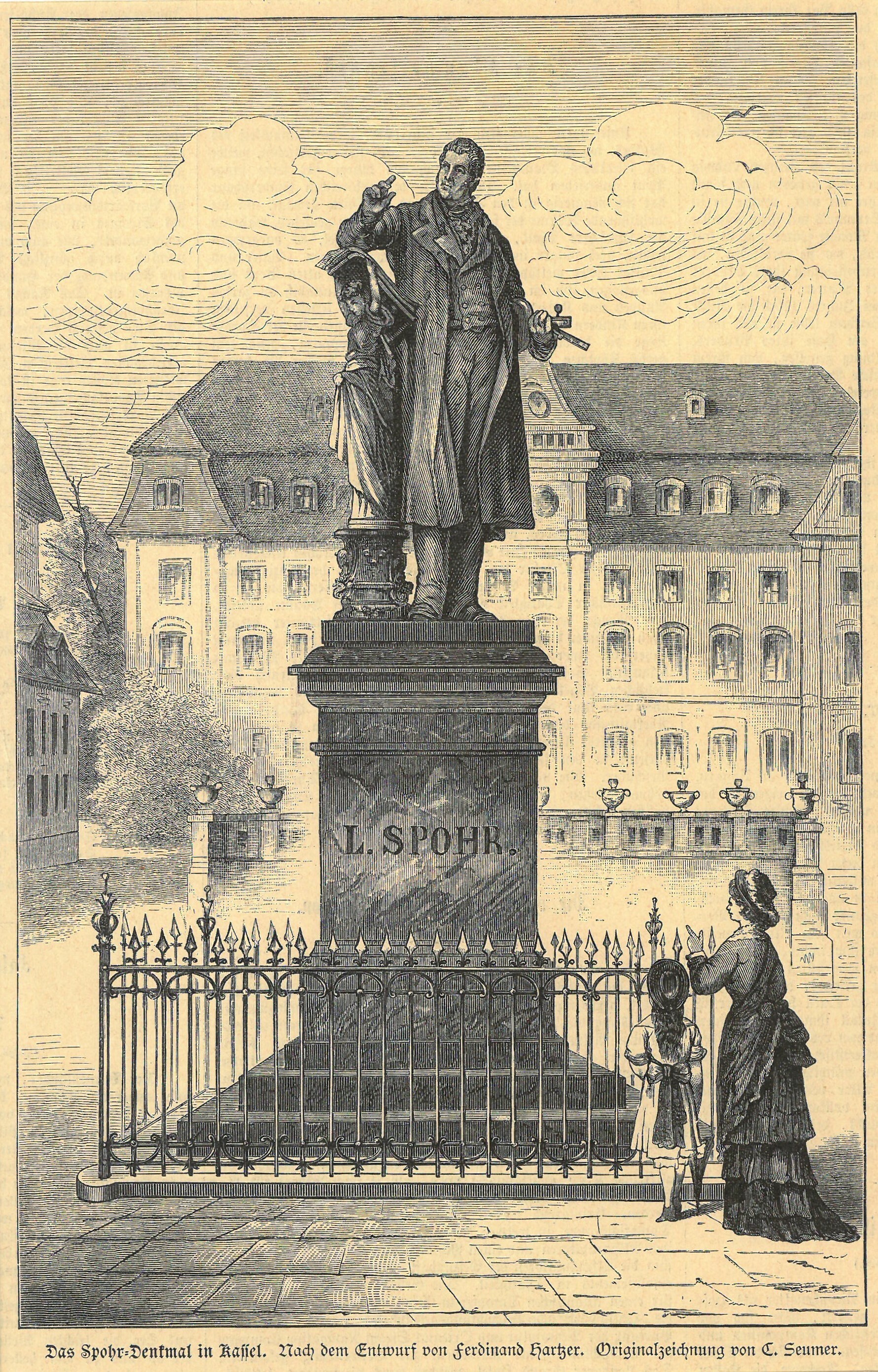 Grafik "Das Spohr-Denkmal in Kassel" (Museum für Sepulkralkultur CC BY-NC-SA)