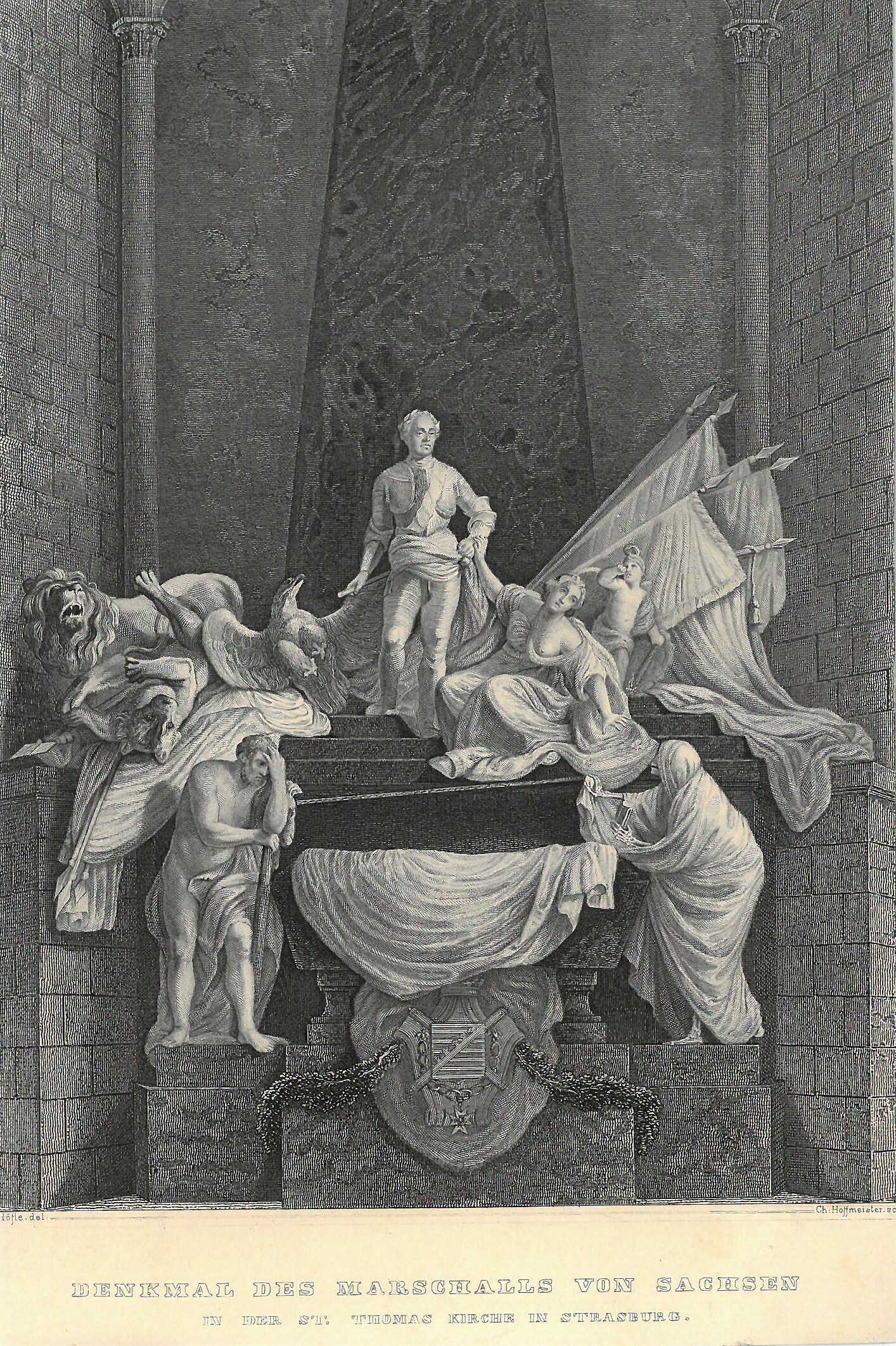 Grafik "Denkmal des Marschalls von Sachsen" (Museum für Sepulkralkultur CC BY-NC-SA)