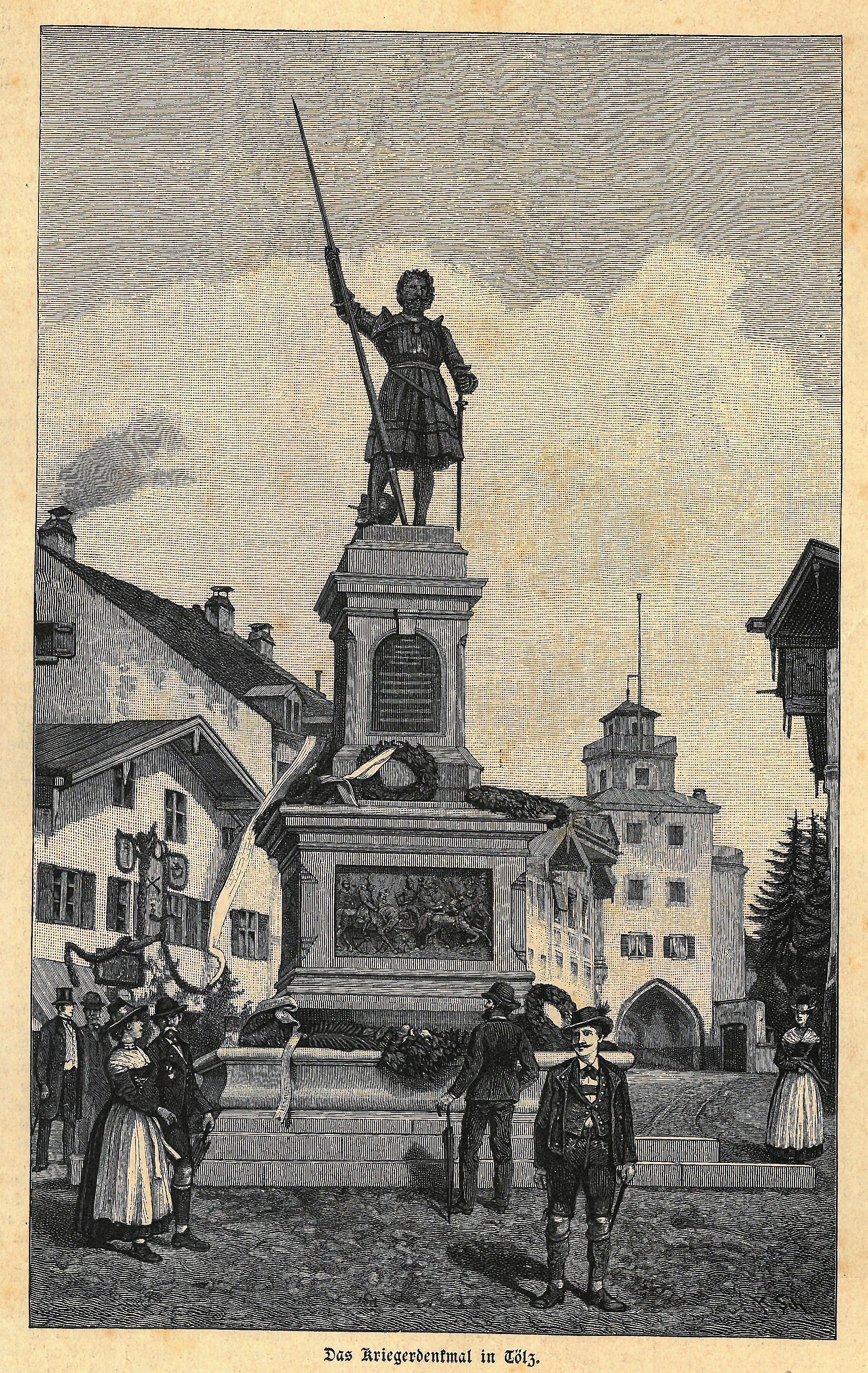 Grafik "Das Kriegerdenkmal in Tölz" (Museum für Sepulkralkultur CC BY-NC-SA)