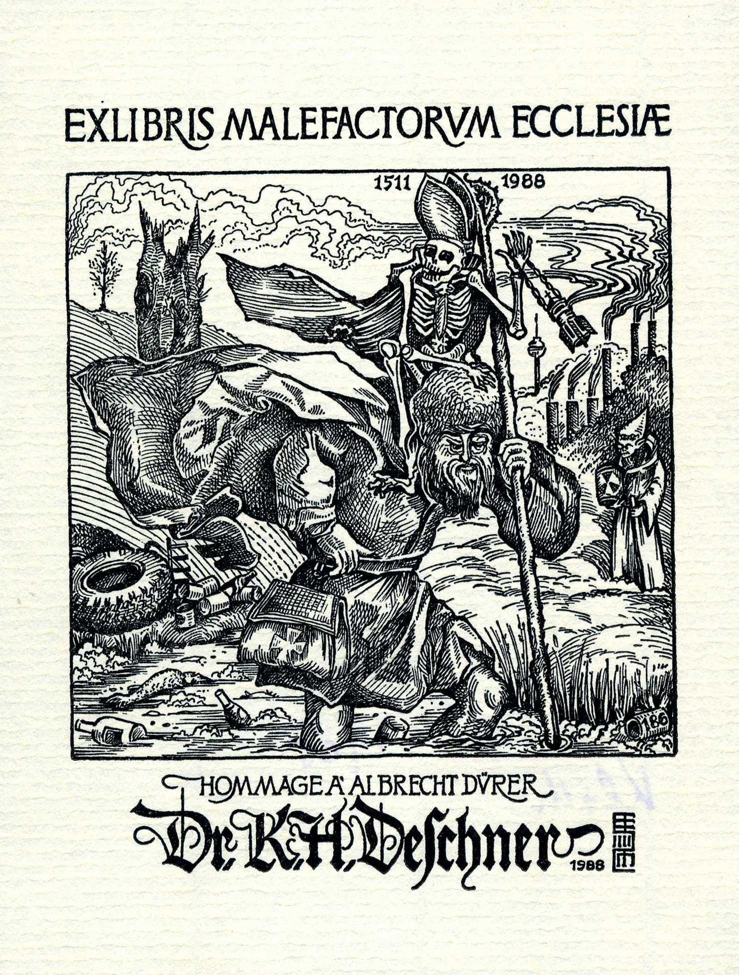 Exlibris für Karl Heinrich Deschner (Museum für Sepulkralkultur CC BY)