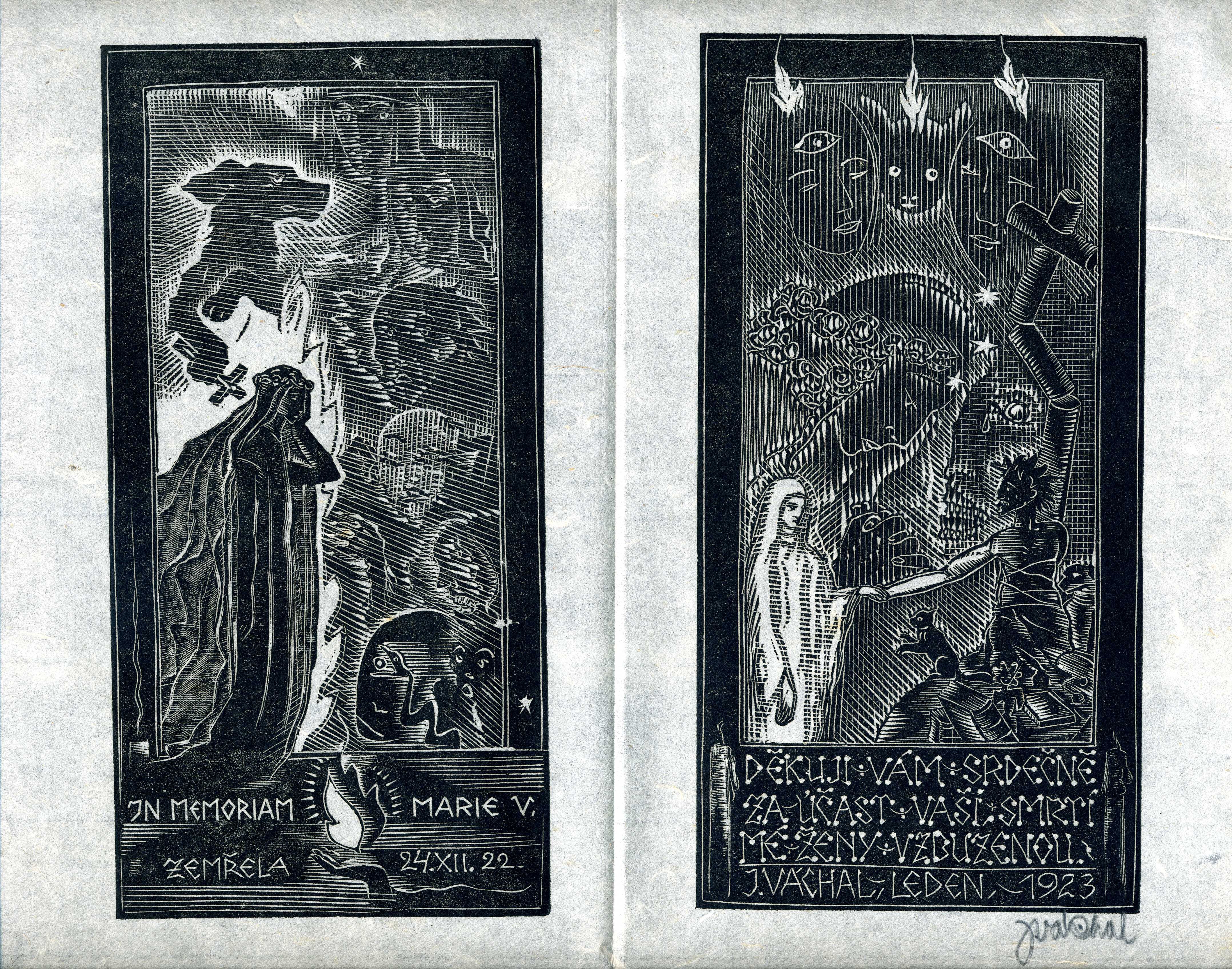 Gedenkblatt für Marie Váchal (Museum für Sepulkralkultur CC BY)