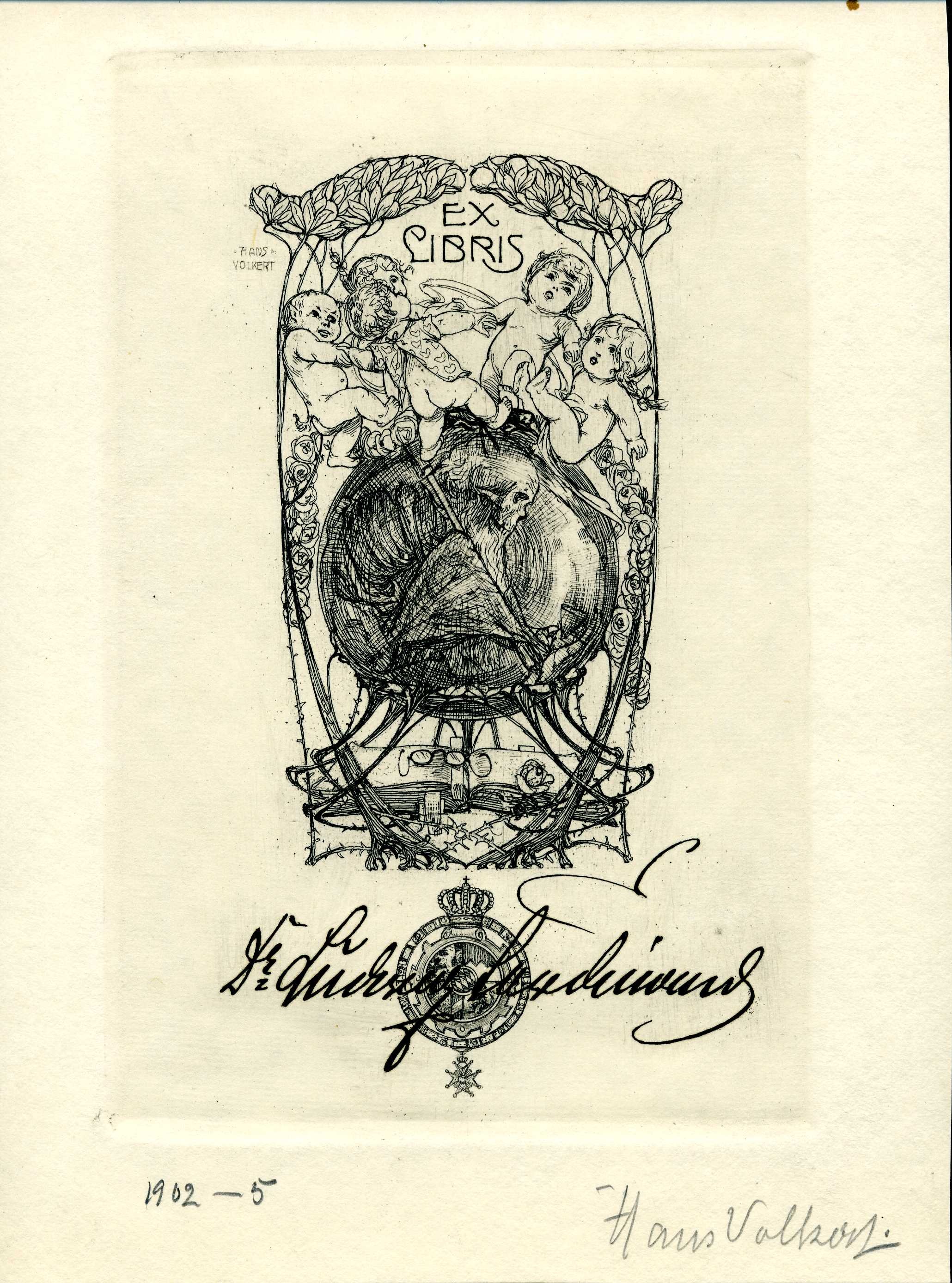 Exlibris für Dr. Ludwig Ferdinand (Museum für Sepulkralkultur CC BY)