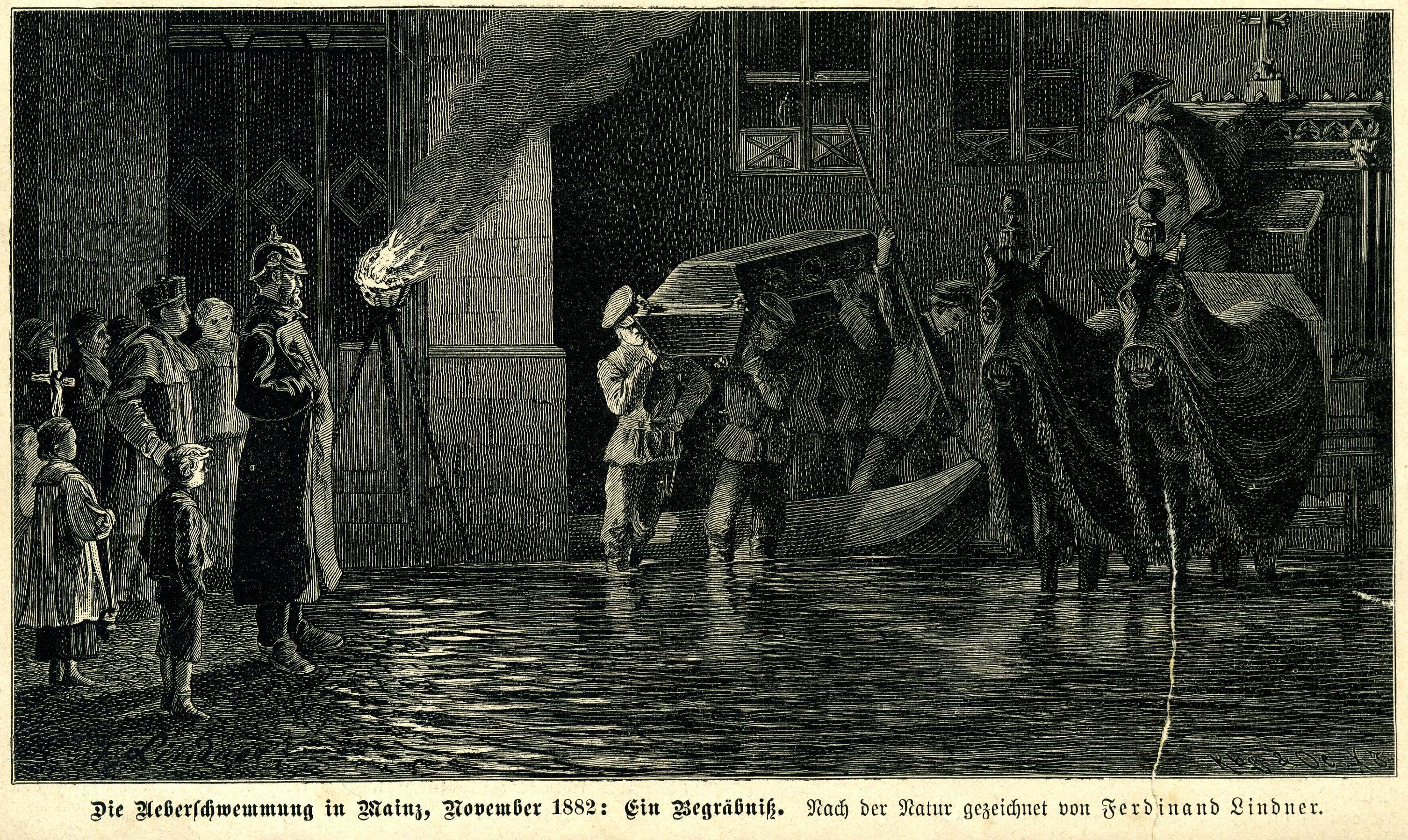 "Die Überschwemmung in Mainz, November 1882" (Museum für Sepulkralkultur CC BY)