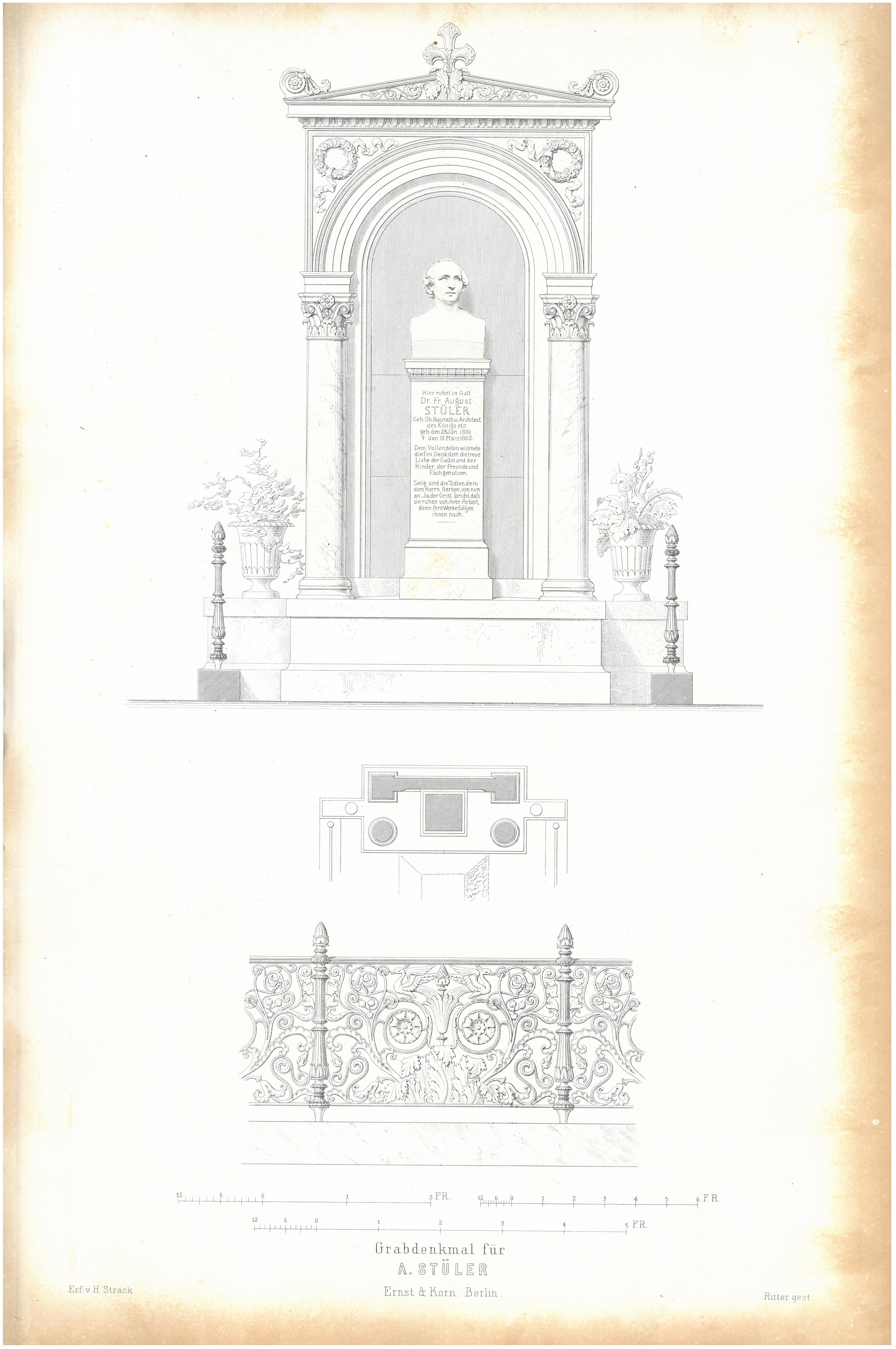 Grafik "Grabdenkmal für A. Stüler" (Museum für Sepulkralkultur CC BY-NC-SA)