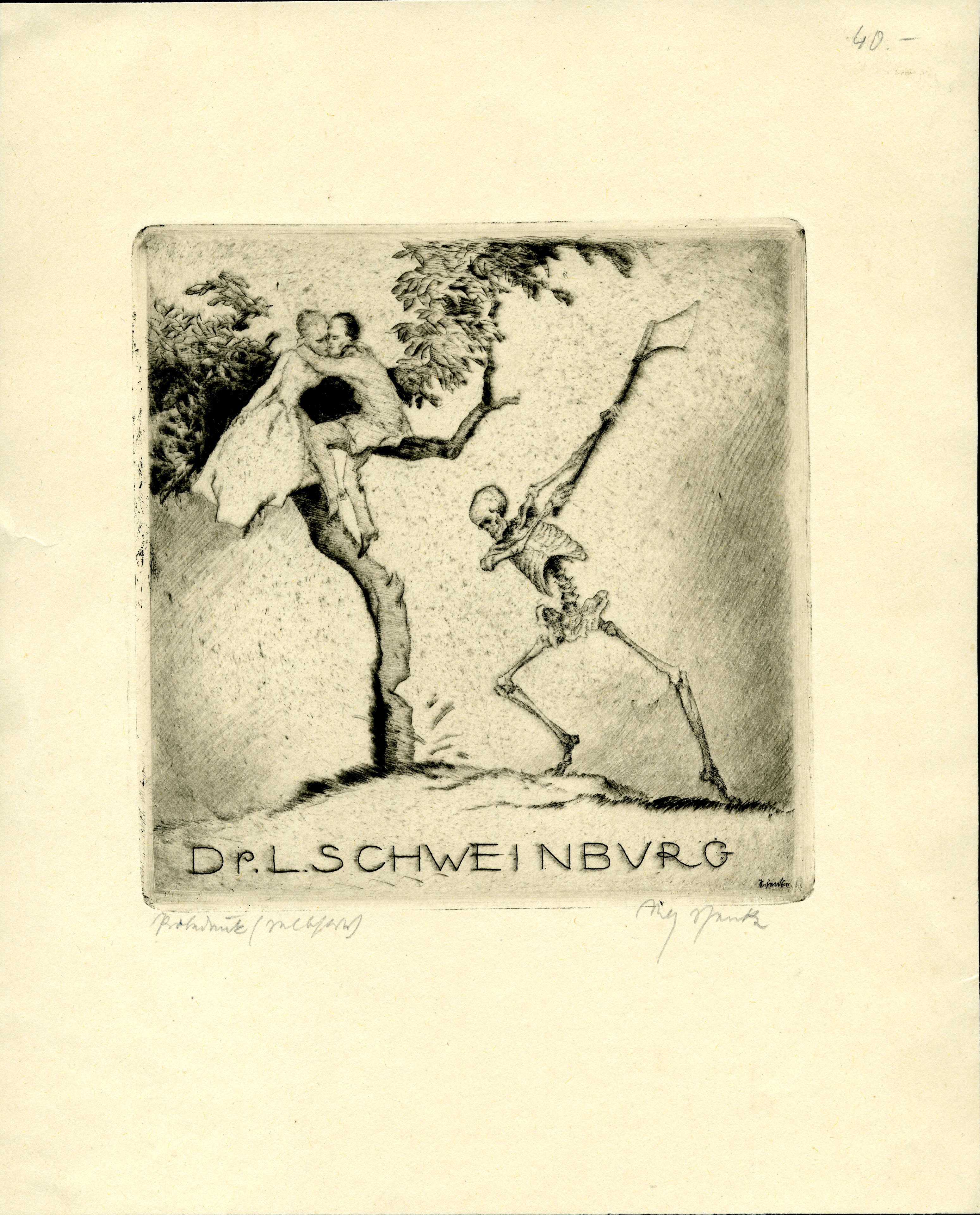 Exlibris für Dr. L. Schweinburg (Museum für Sepulkralkultur CC BY-NC-SA)