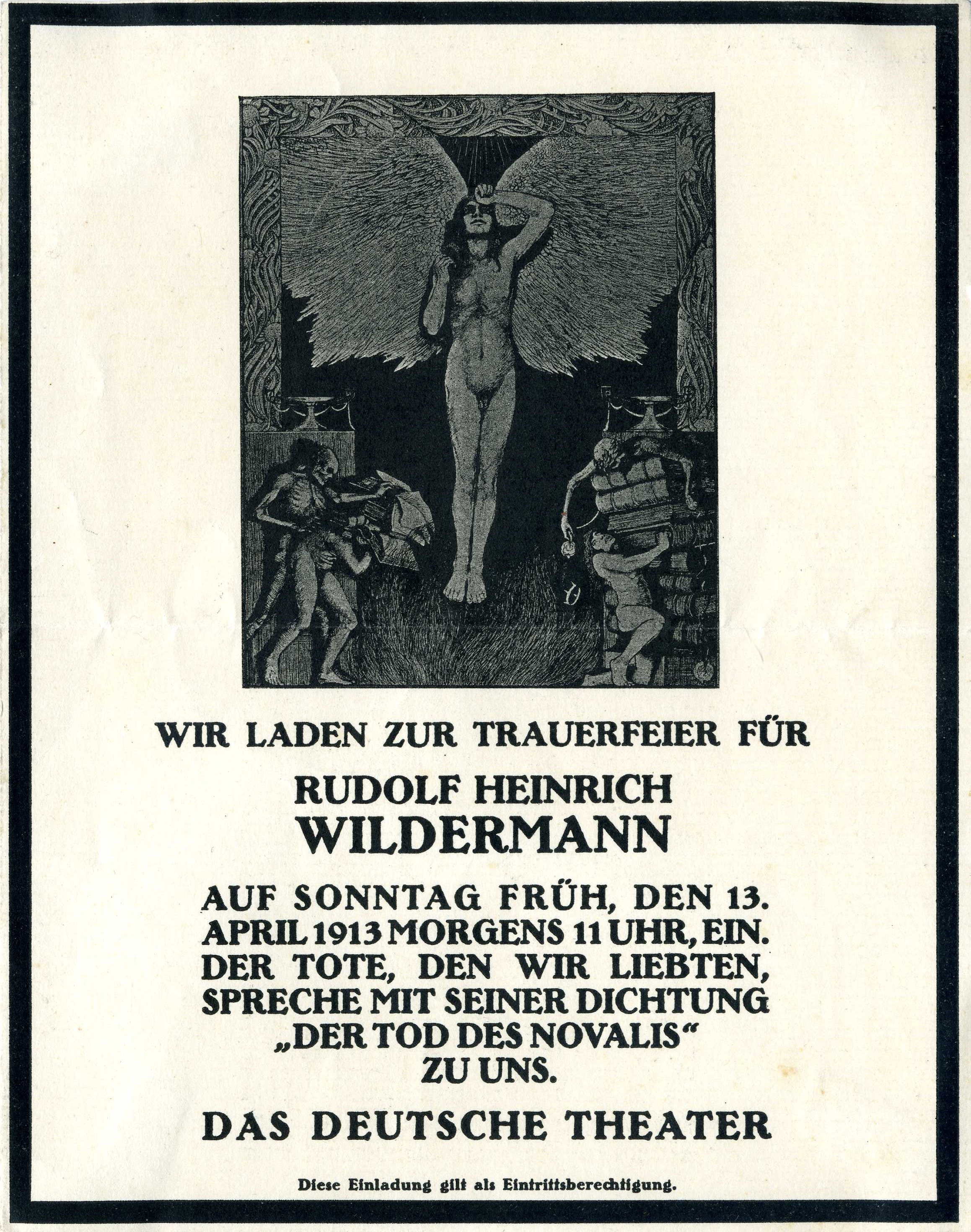 Einladung zur Trauerfeier für Rudolf Heinrich Wildermann (Museum für Sepulkralkultur CC BY-NC-SA)