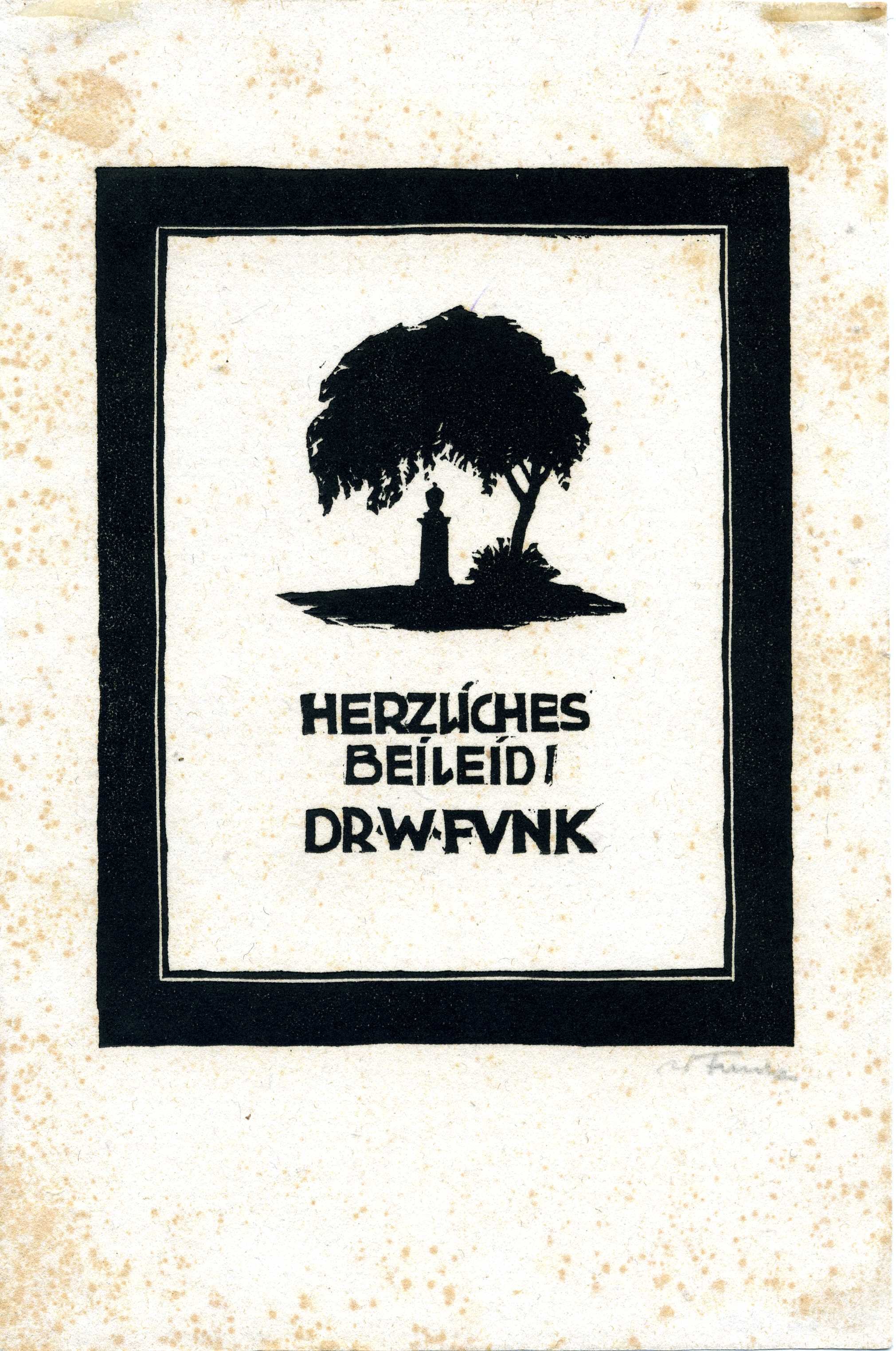 Beileidskart Dr. W. Funk (Museum für Sepulkralkultur CC BY)