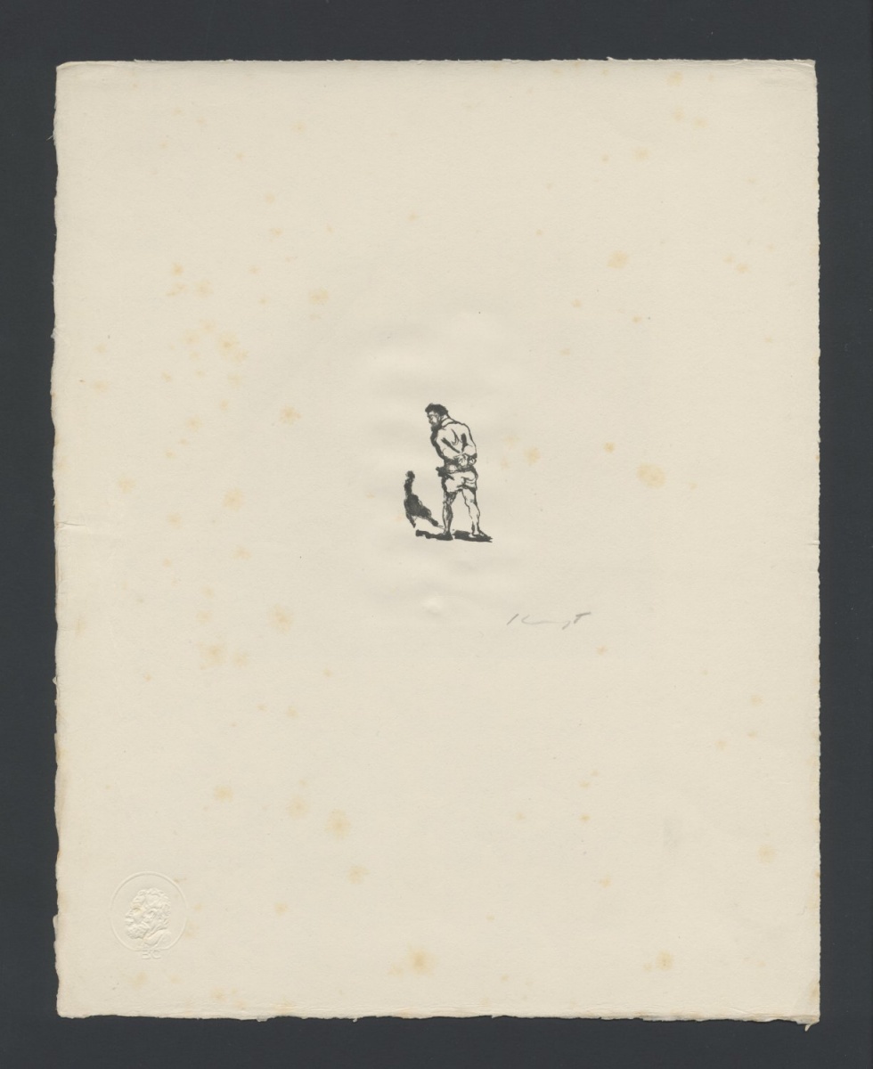 Benvenuto Cellini, vom Rücken gesehen, nach links schreitend (Schlussvignette) (Freies Deutsches Hochstift / Frankfurter Goethe-Museum CC BY-NC-SA)