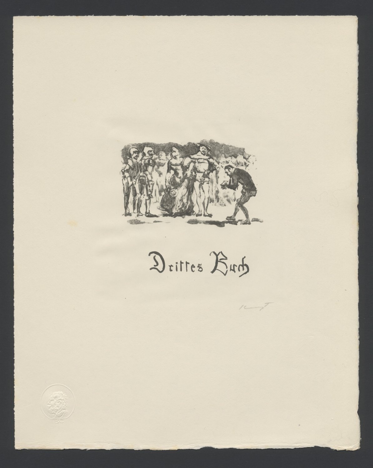 Benvenuto bringt dem König von Frankreich eine Kassette. Titelblatt zum dritten Buch (Freies Deutsches Hochstift / Frankfurter Goethe-Museum CC BY-NC-SA)