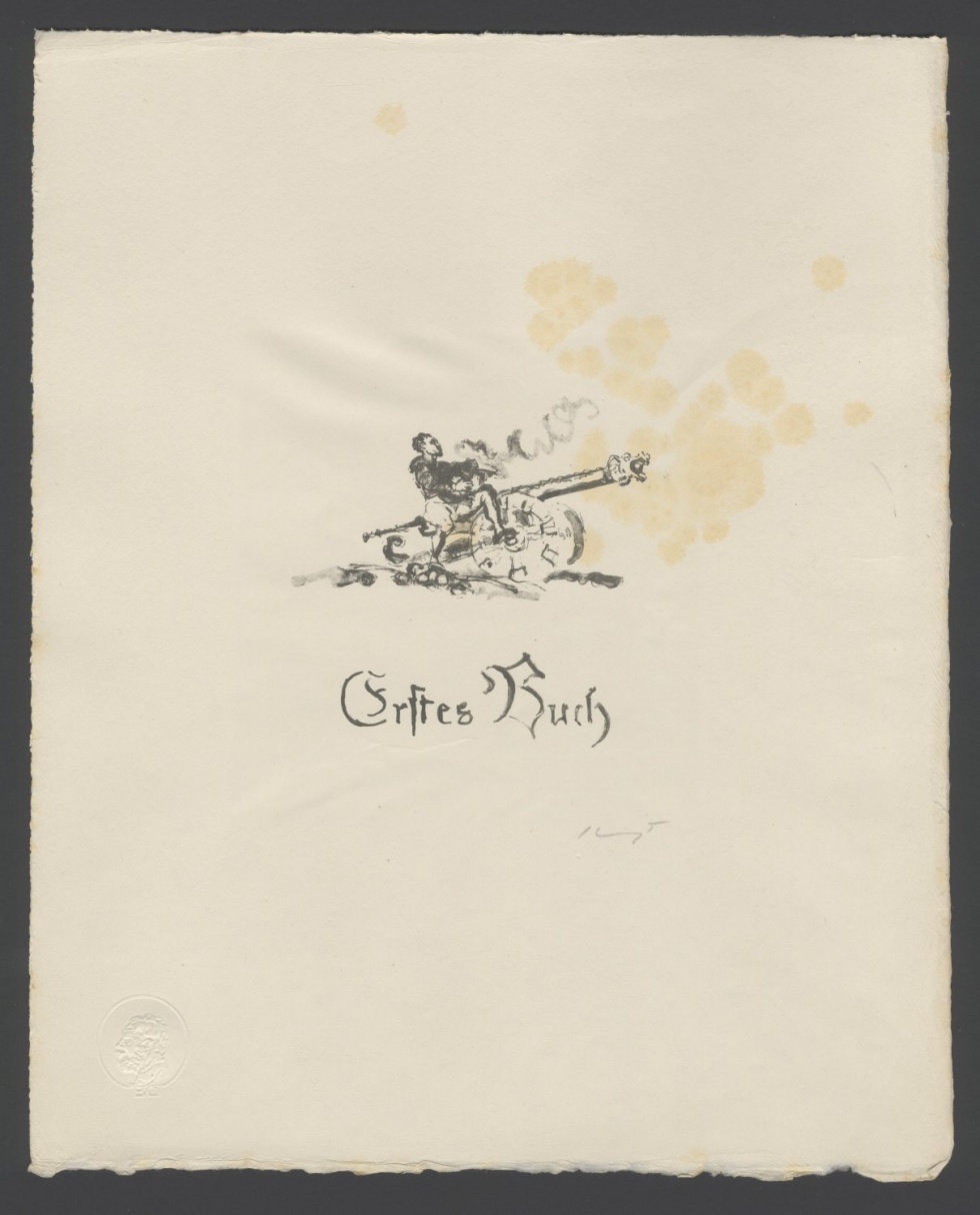 Cellini auf der Kanone sitzend. Vignette zum ersten Buch (Freies Deutsches Hochstift / Frankfurter Goethe-Museum CC BY-NC-SA)
